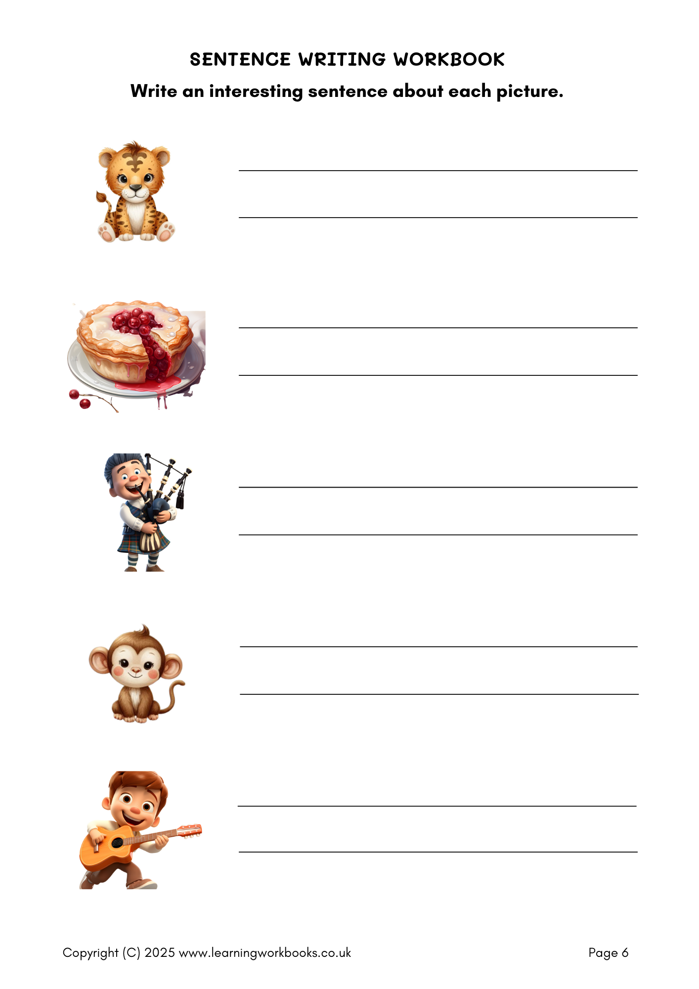 Sentence Writing Workbook 1 (downloadable digital product)