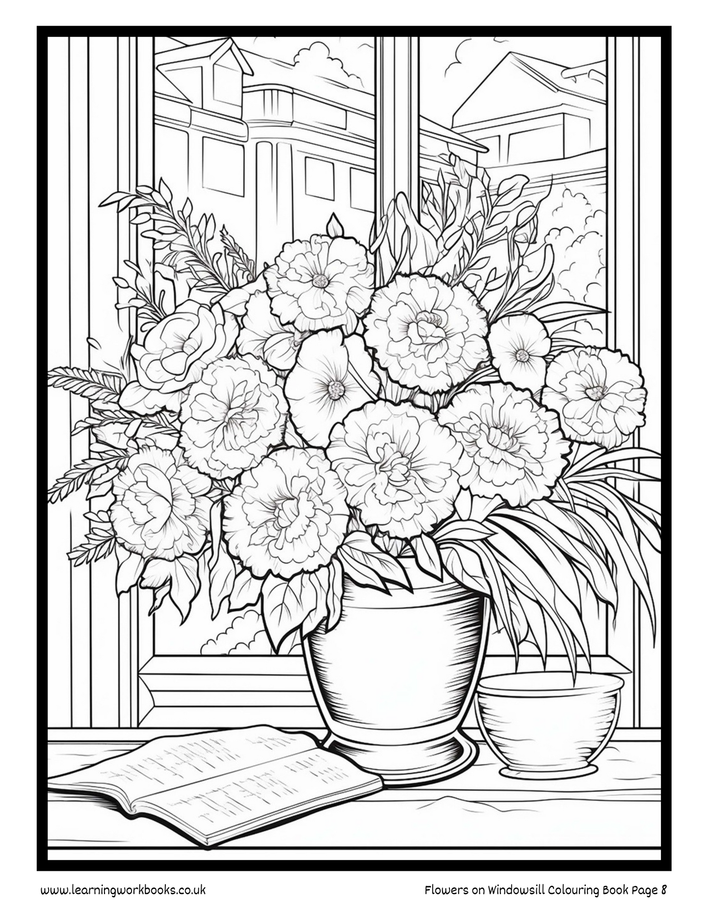 Flowers on Windowsill Colouring Book 4