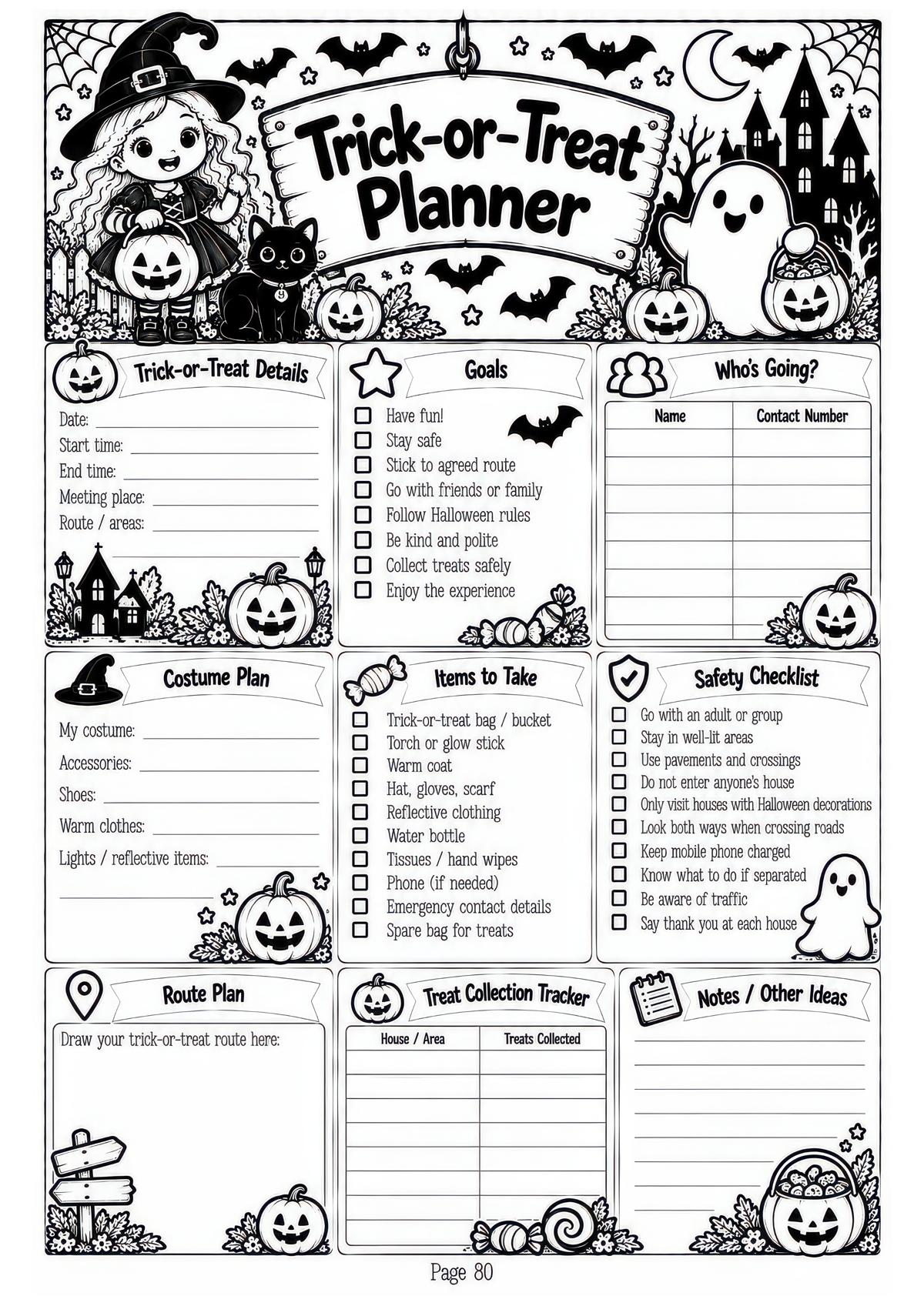 The Complete Halloween Planner / Design 1 / 100 Pages of Printable Halloween Planning Sheets