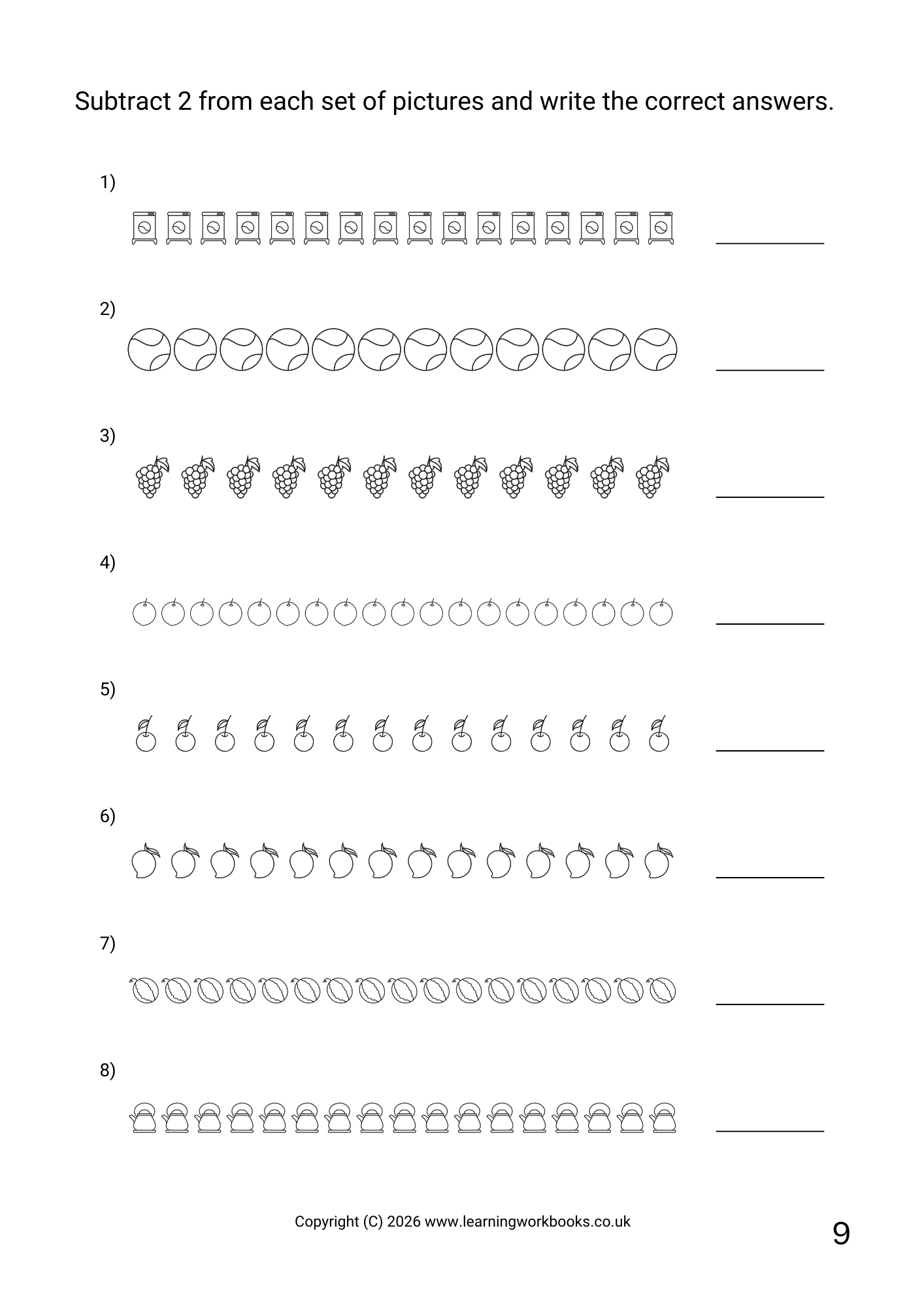 Subtraction to 20 Workbook 3 (downloadable digital product)