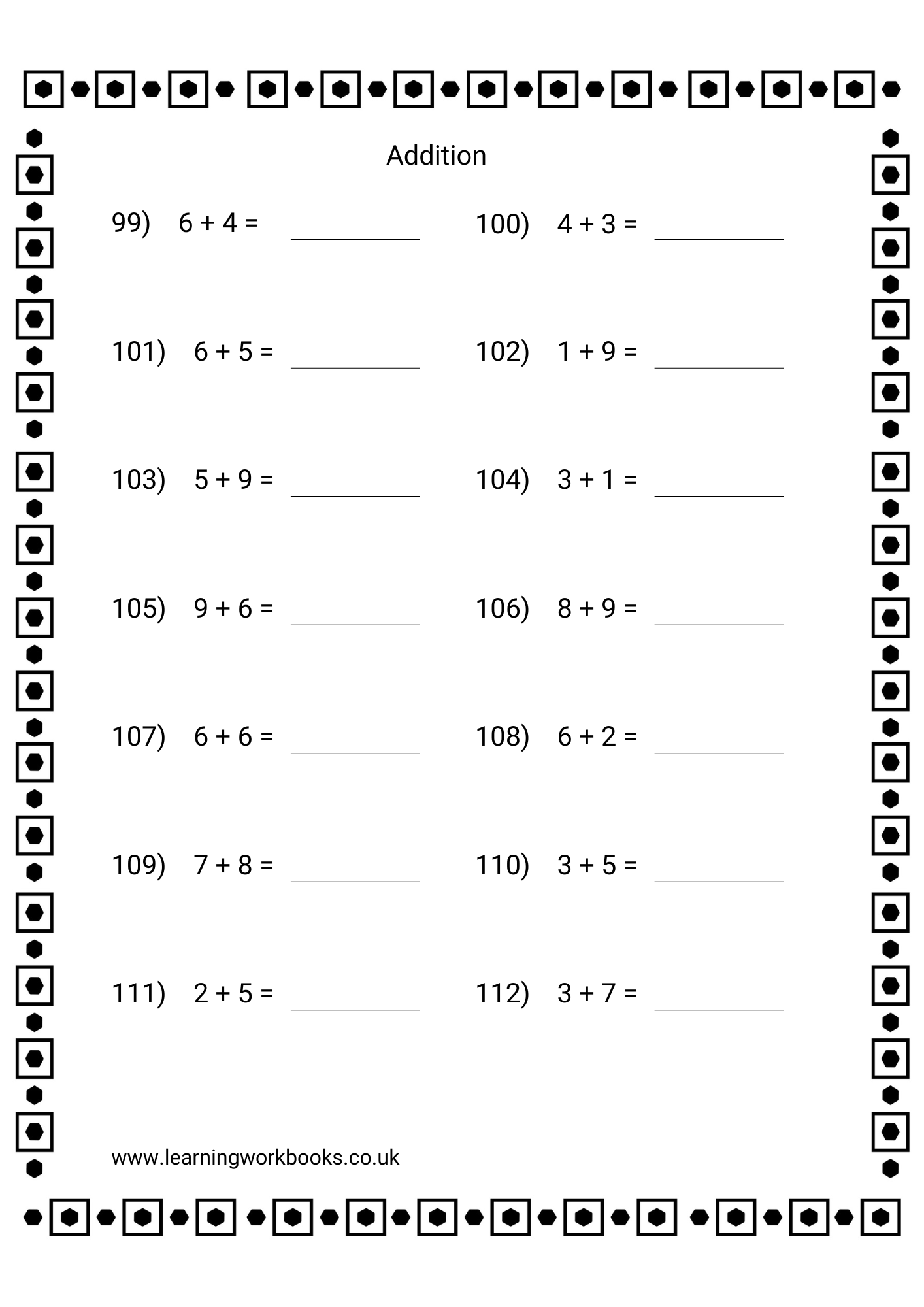 Adding Single Digits Workbook 4