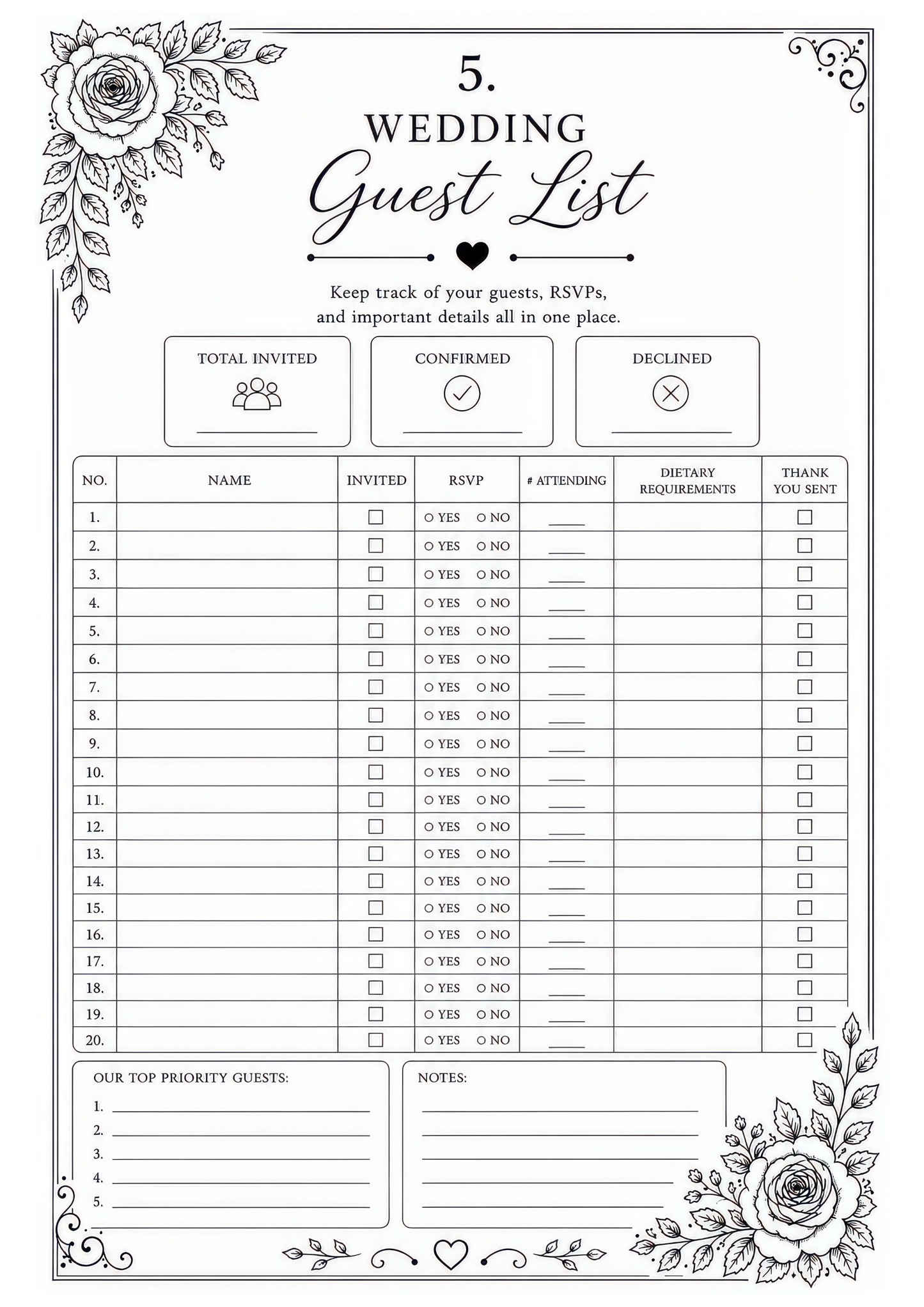 The Complete Wedding Planner – Design Number 1: Ivory and Gold Flowers (downloadable, high quality print, 100 pages)