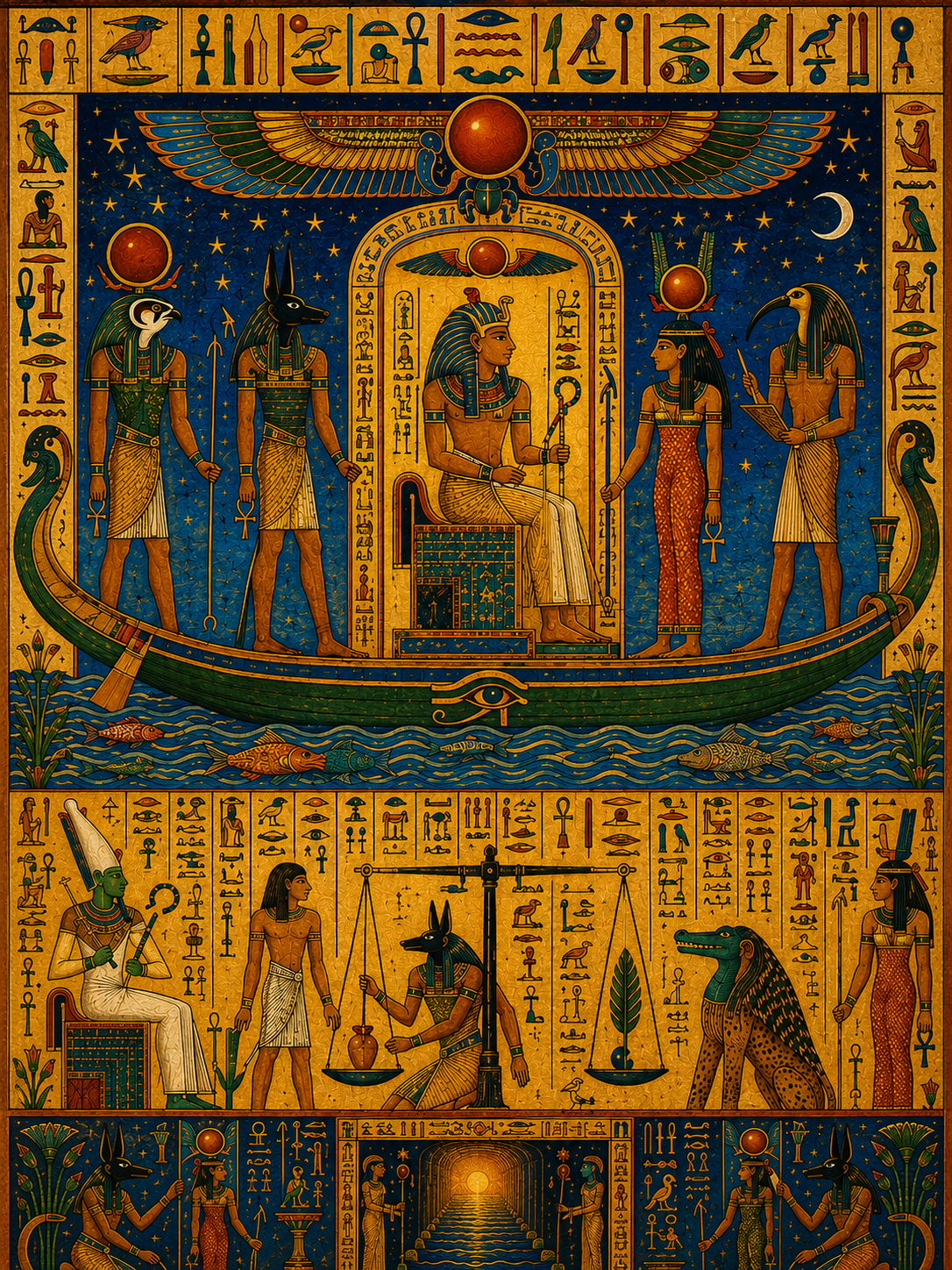 The Pharaoh's Journey into the Afterlife / Ancient Civilisation Printable Art 4 / Premium Printable Digital Download