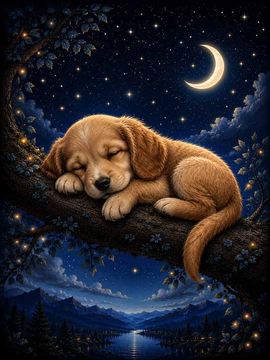 Sleeping Dog on a Branch / Dogs Printable Art 2 / Premium Printable Digital Download