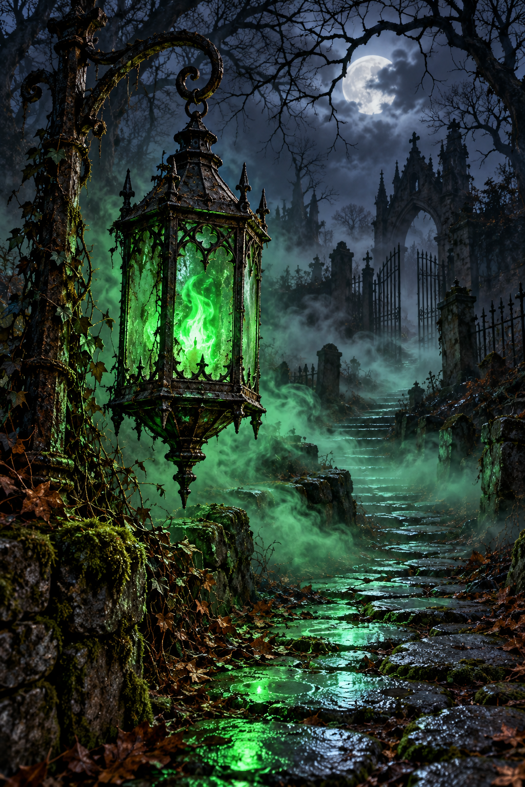Haunted Lantern with an Eerie Green Glow / Halloween Printable 19 / High Resolution Digital Download