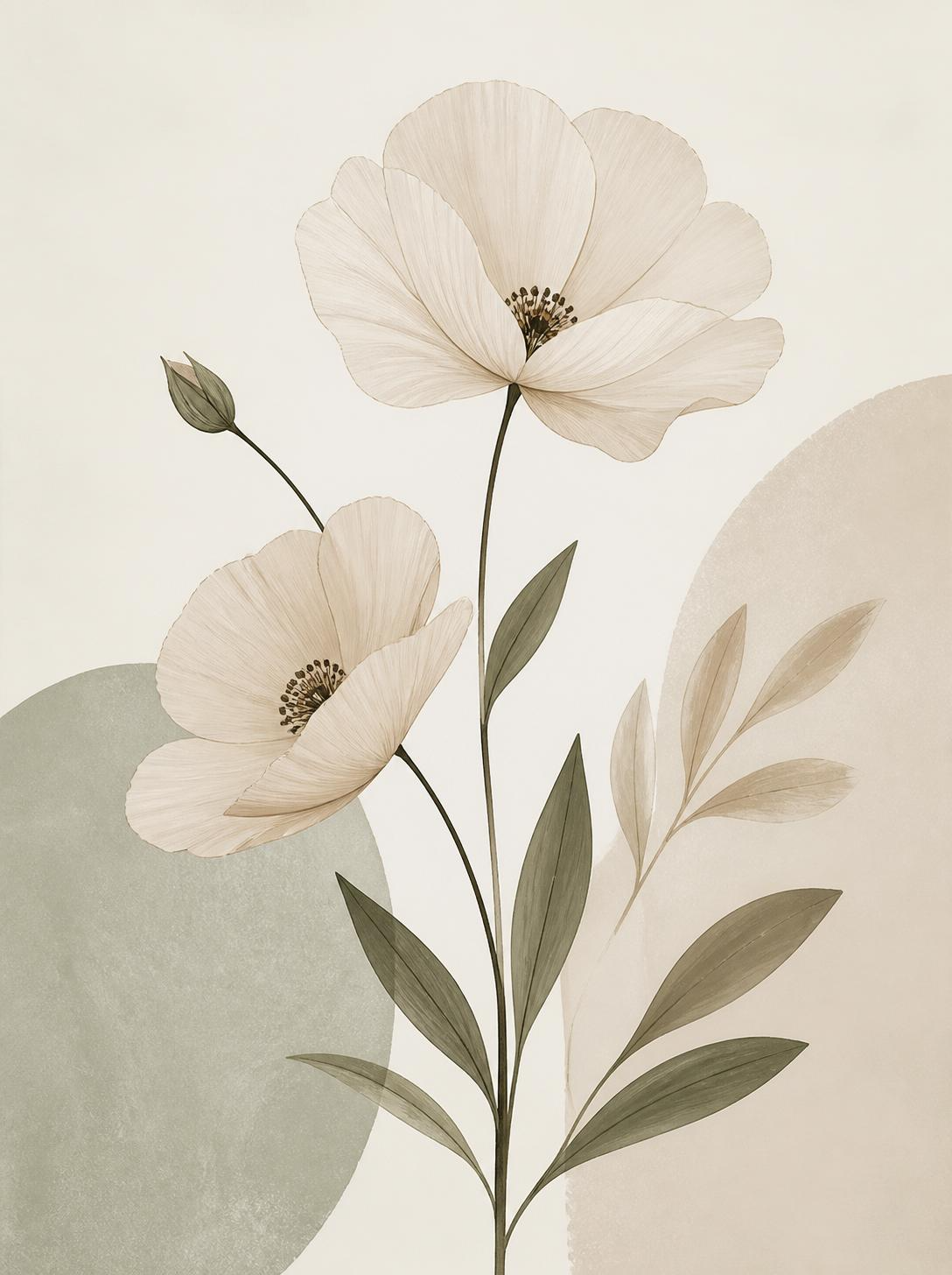 Minimalist Scandinavian Floral Art / Floral Printable Art 1 / Premium Printable Digital Download