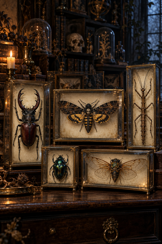 Set of Creepy Insect Specimens in Glass Display Cases / Halloween Printable Art 21 / High Resolution Digital Download