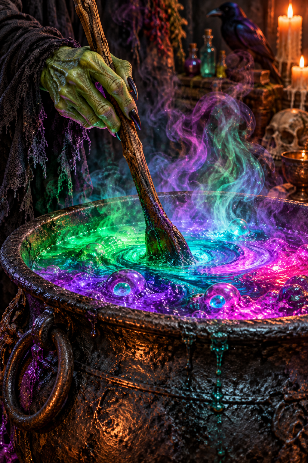 Cauldron of Colourful Potions / Halloween Printable Art 2 / Premium Printable Digital Download / High Resolution for High Quality Printing