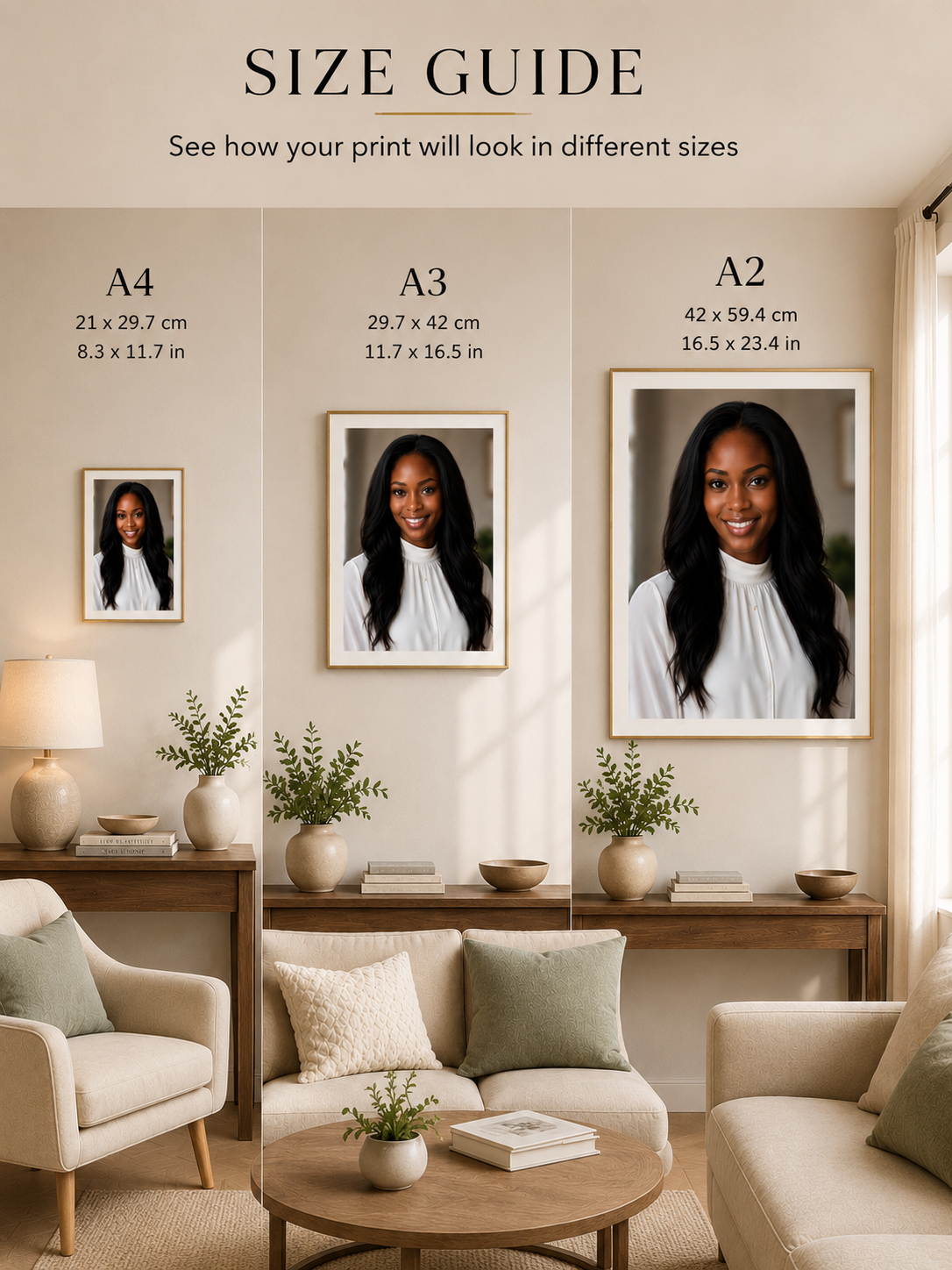 Elegant Black Woman Portrait / Realistic African Wall Art 2 / Premium Printable Digital Download