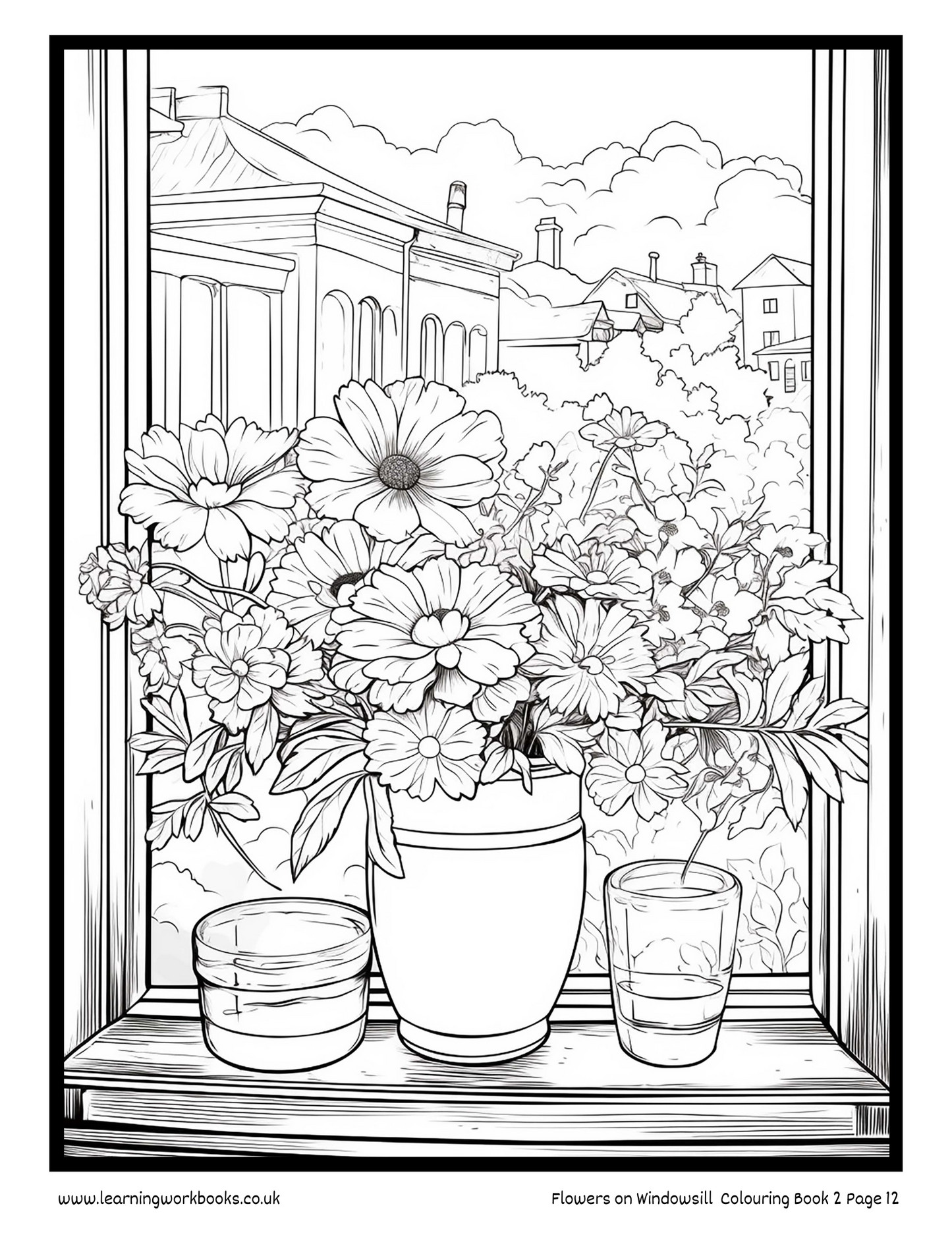 Flowers on Windowsill Colouring Book 2