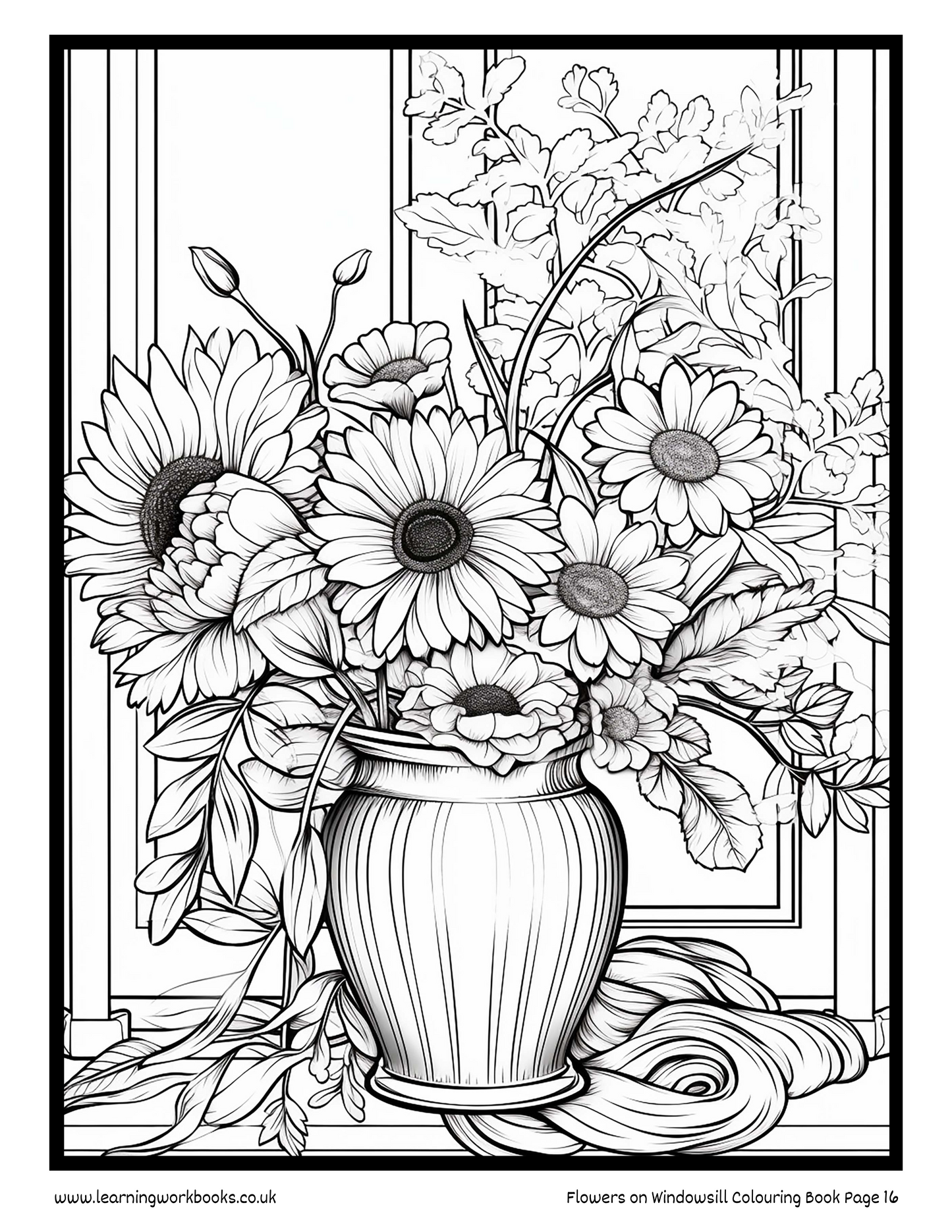 Flowers on Windowsill Colouring Book 5