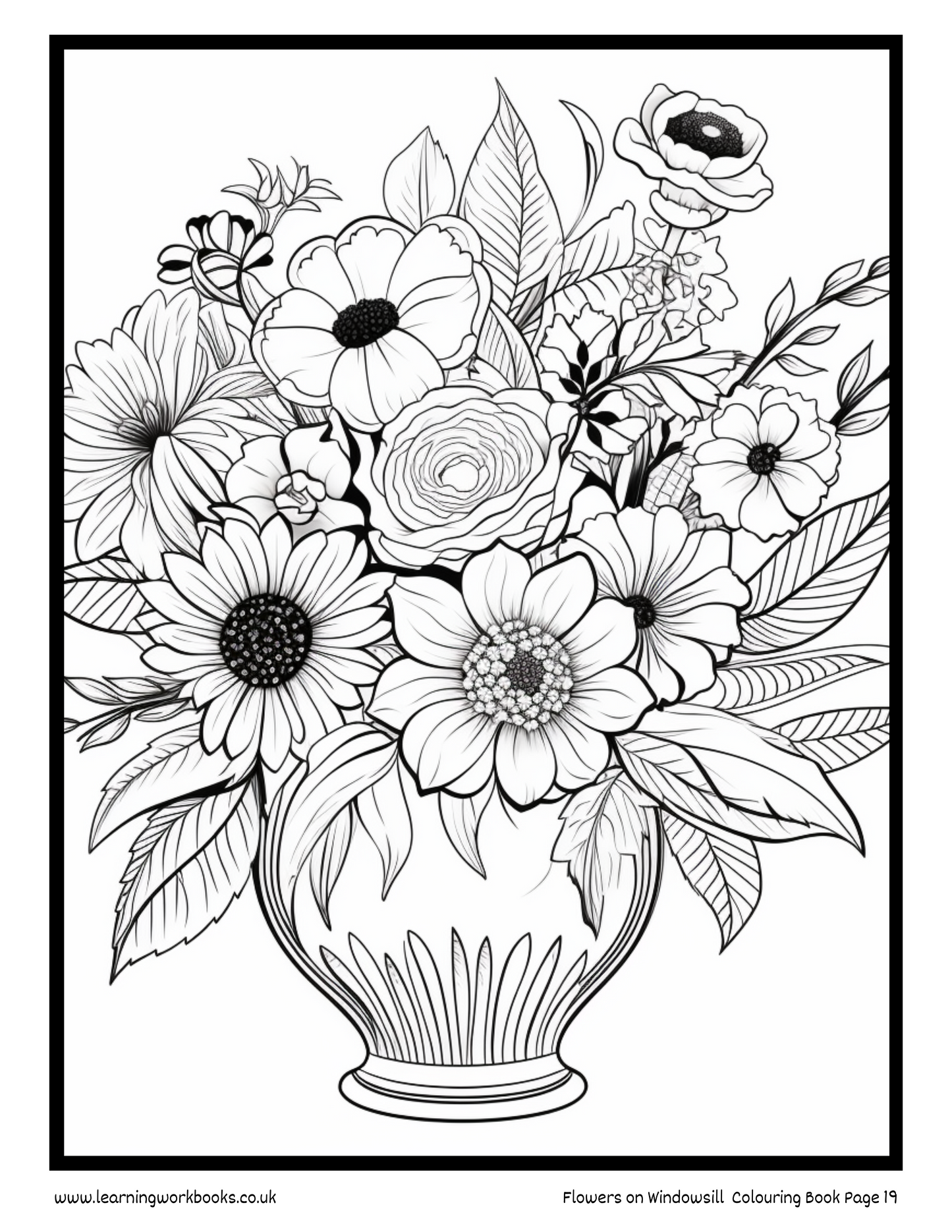 Flowers on Windowsill Colouring Book 3