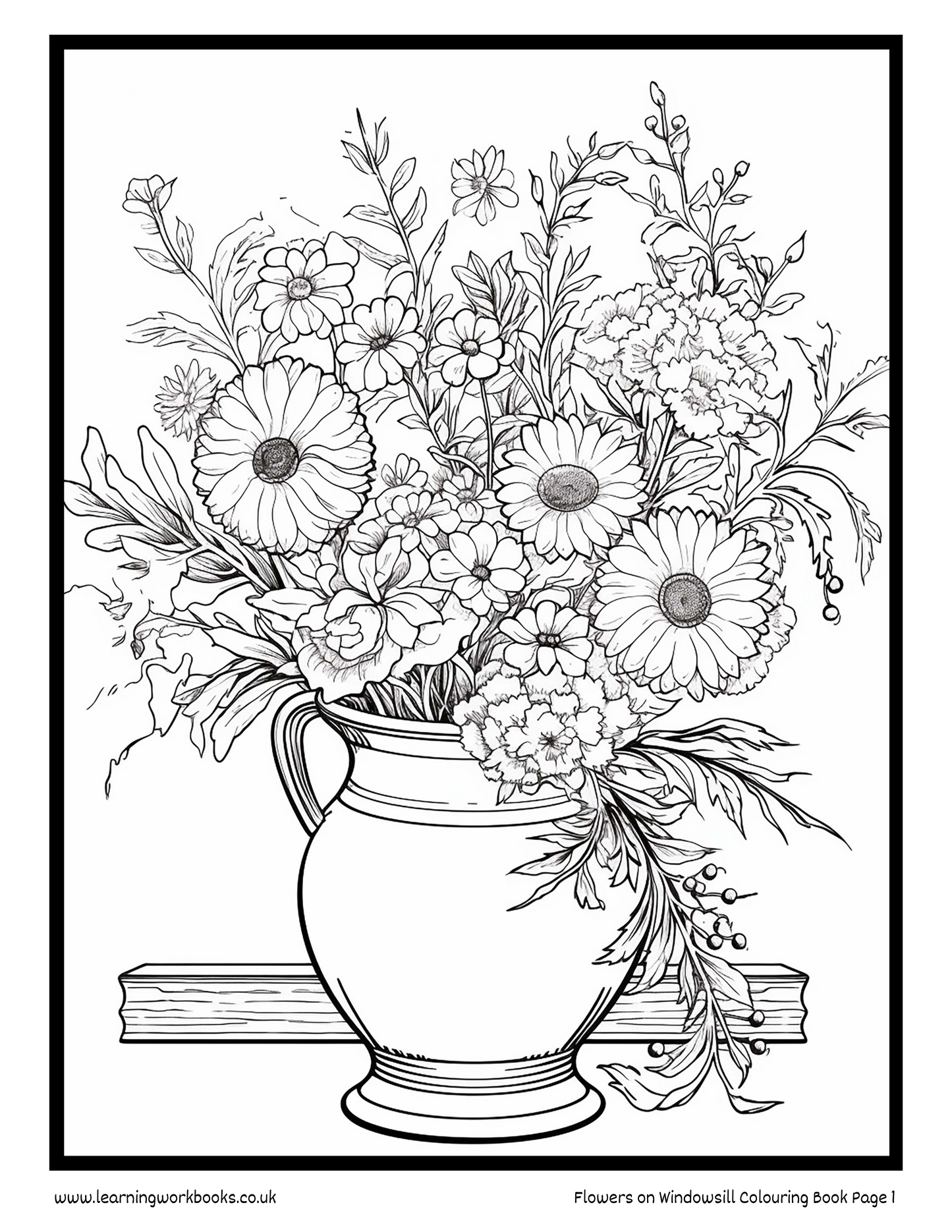 Flowers on Windowsill Colouring Book 5