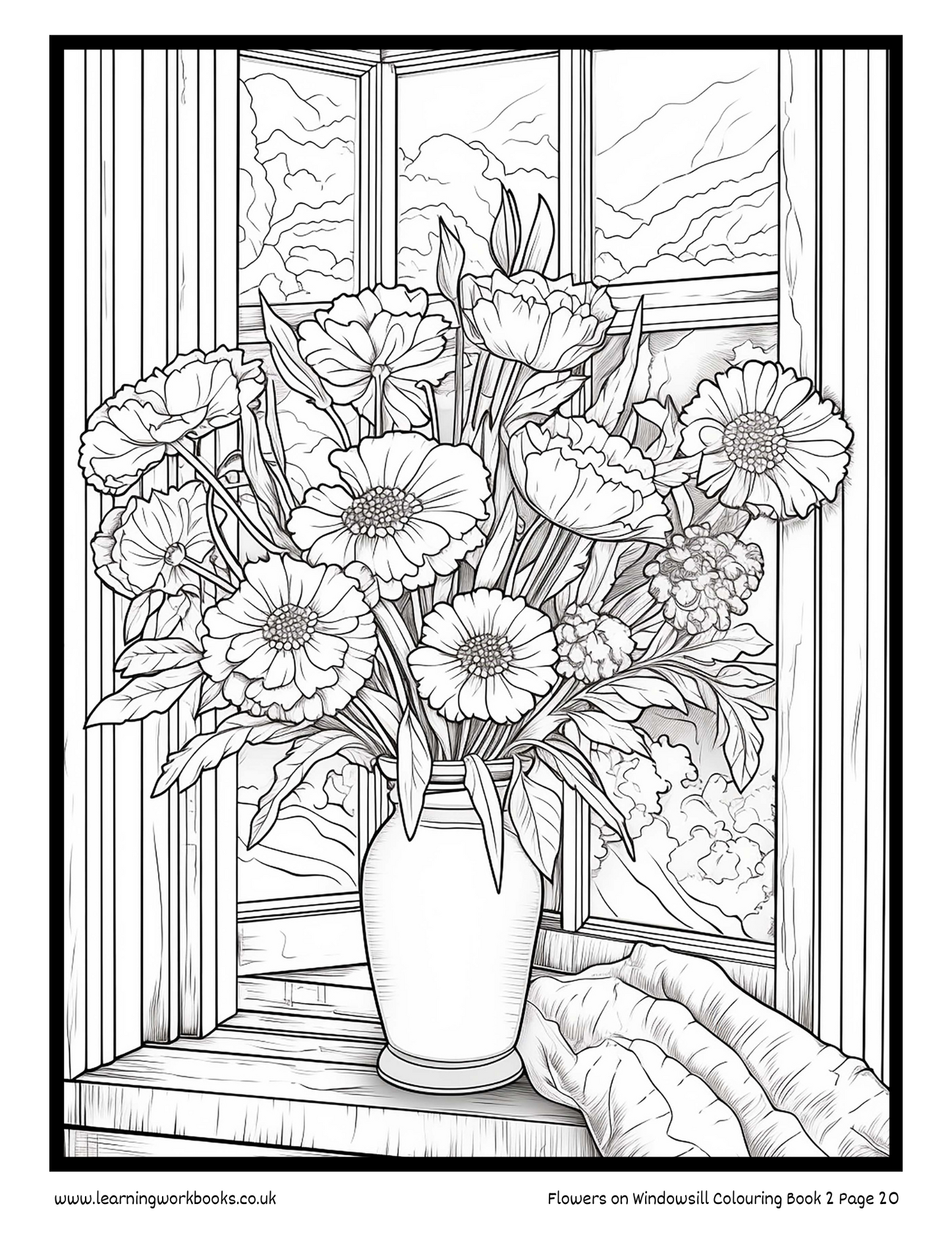 Flowers on Windowsill Colouring Book 2