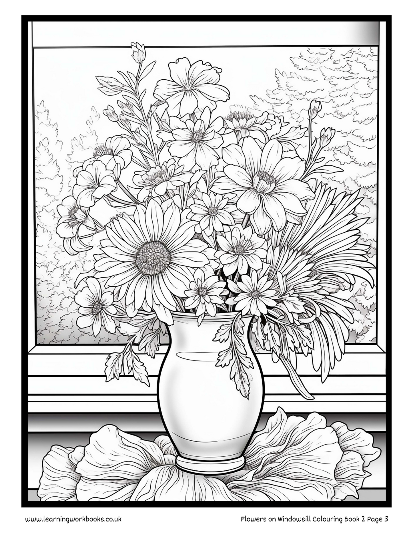 Flowers on Windowsill Colouring Book 2