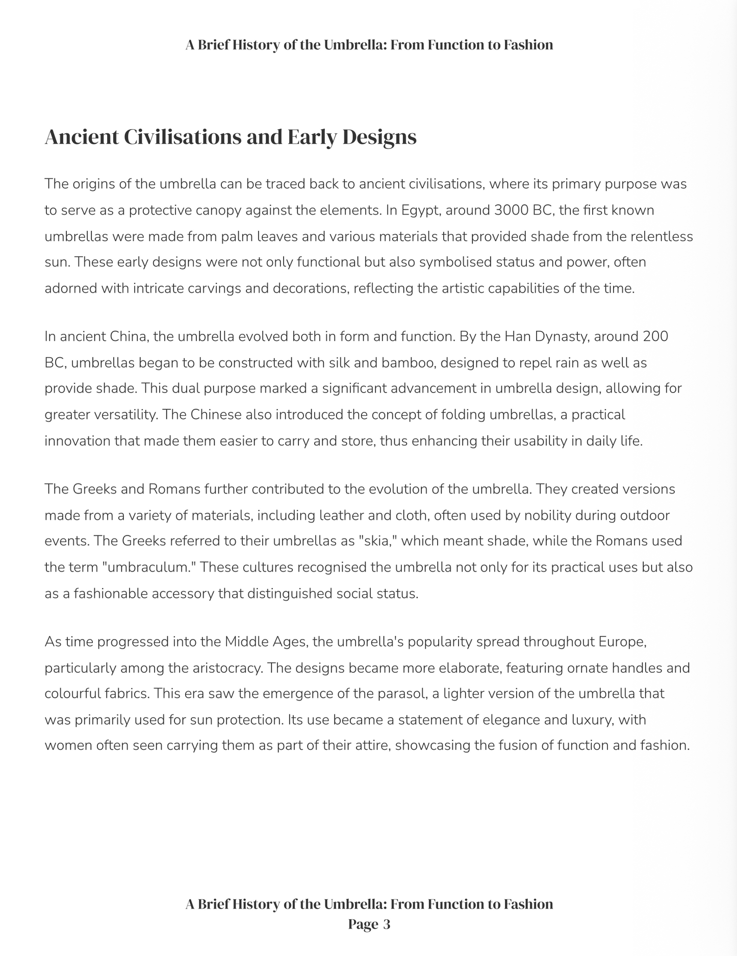 A Brief History of the Umbrella: From Function to Fashion (downloadable digital product)