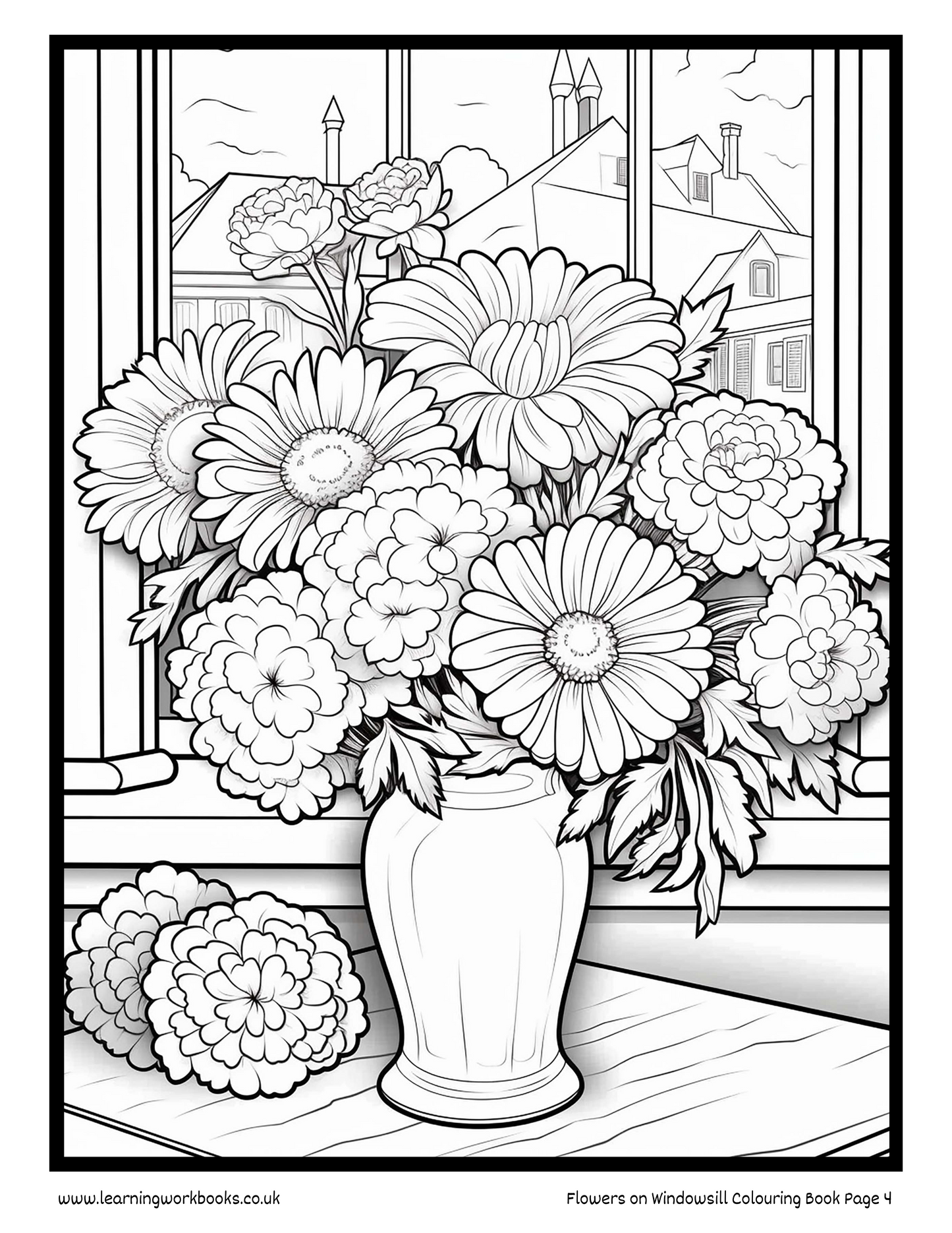 Flowers on Windowsill Colouring Book 5