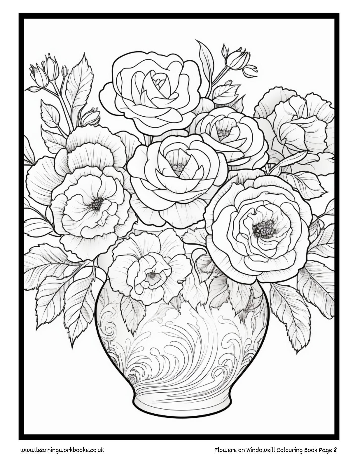 Flowers on Windowsill Colouring Book 3