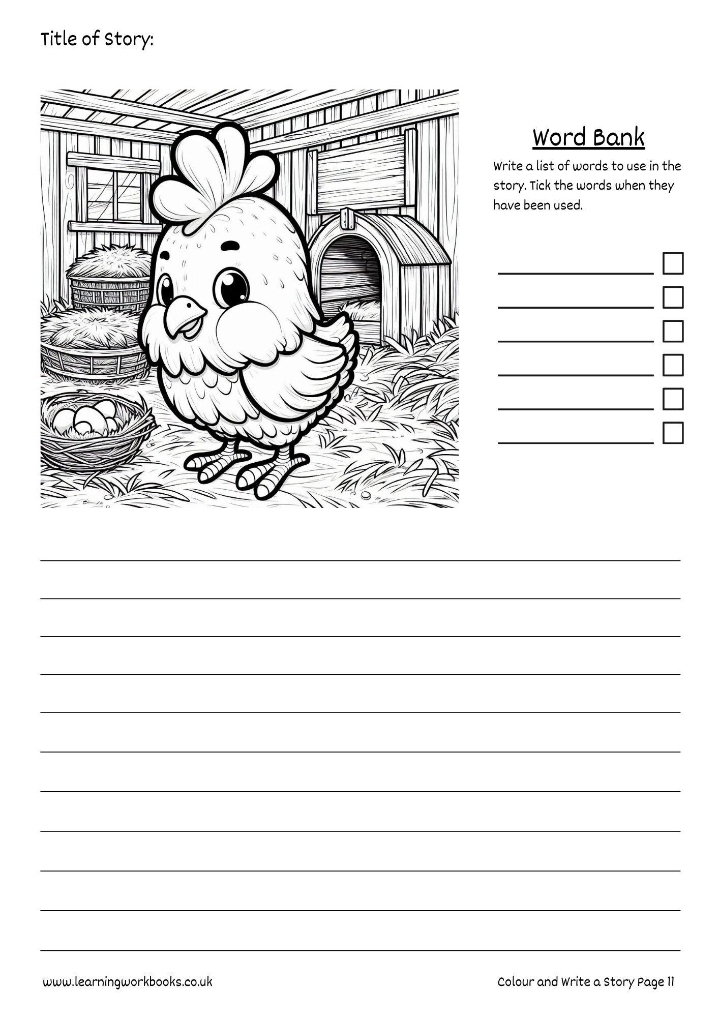 The Farm: Colour and Write a Story Workbook 2 (downloadable digital product)