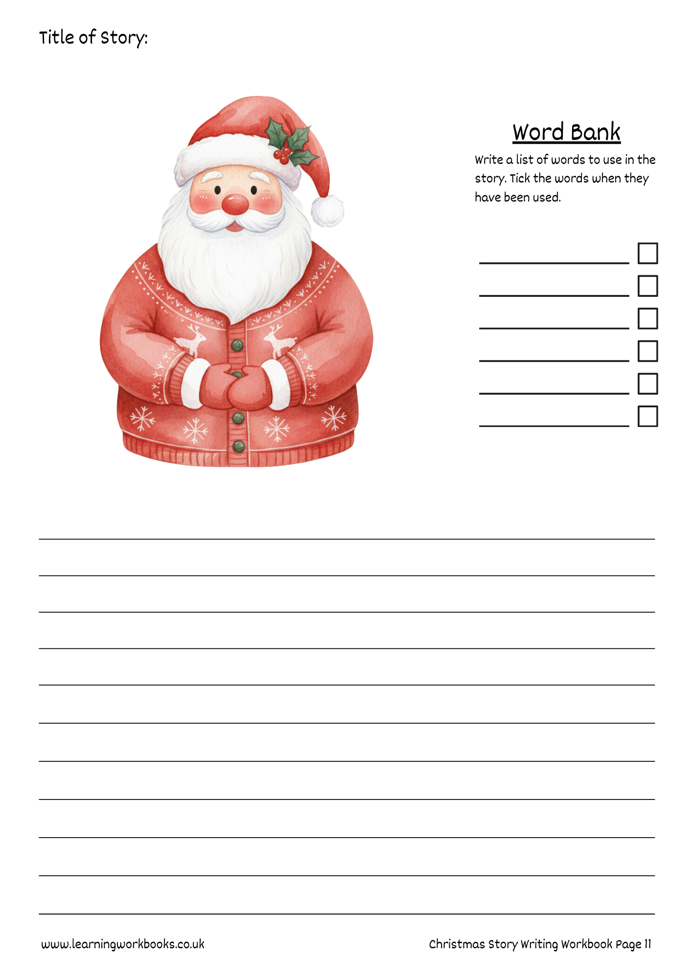 Christmas Story Writing Workbook 3 (downloadable digital product)