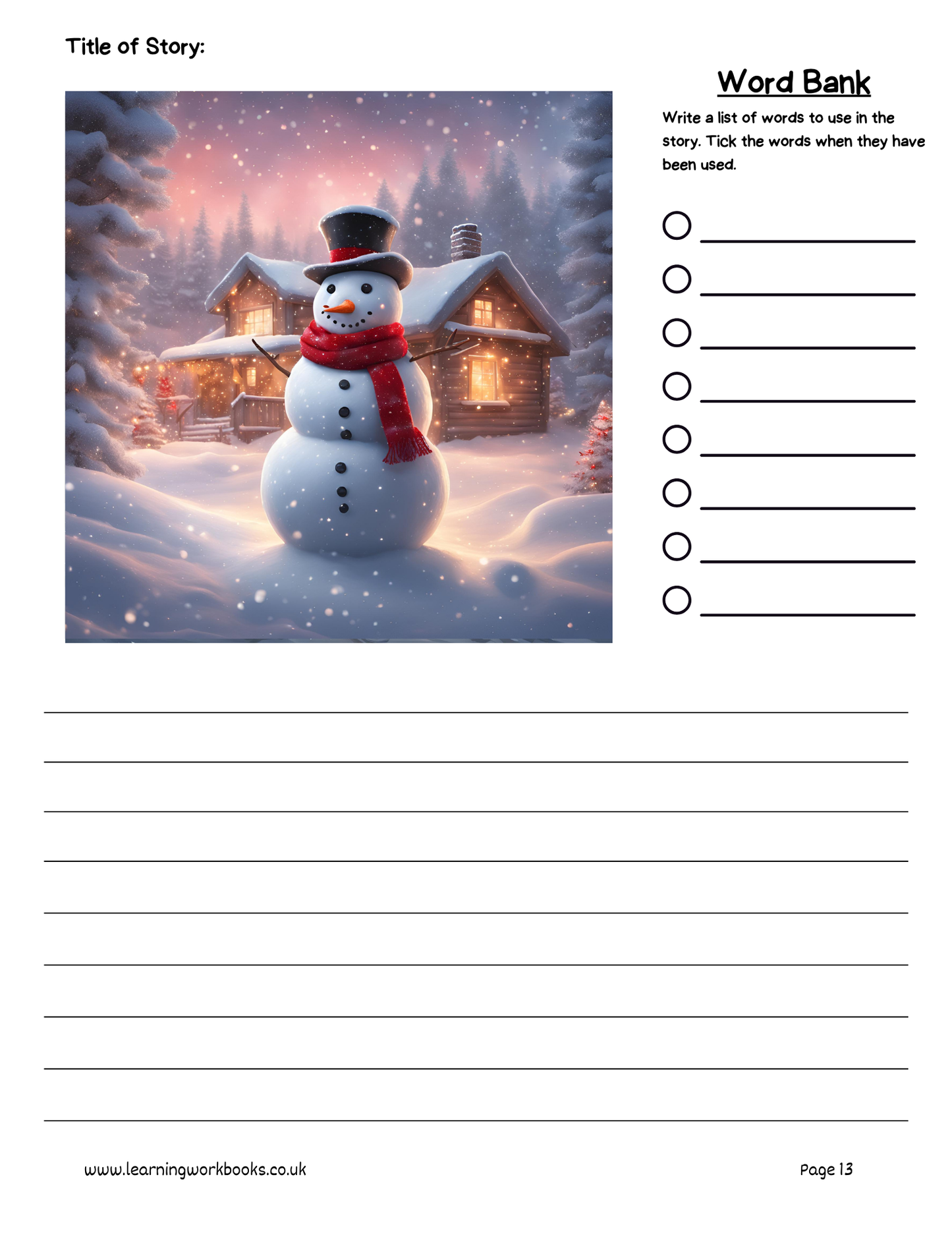 Christmas Story Writing Book 1 (downloadable digital product)