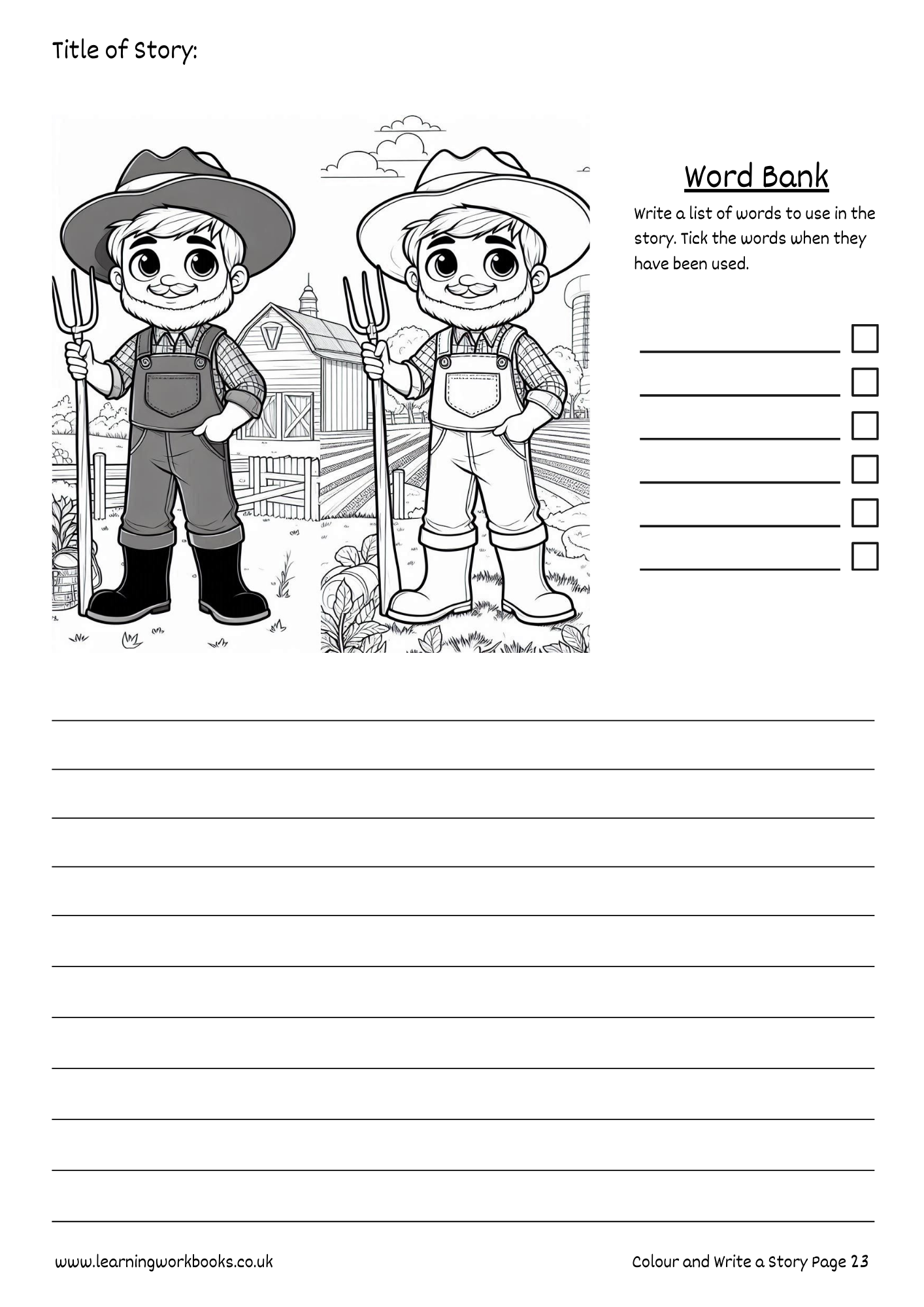 The Farm: Colour and Write a Story Workbook 2 (downloadable digital product)