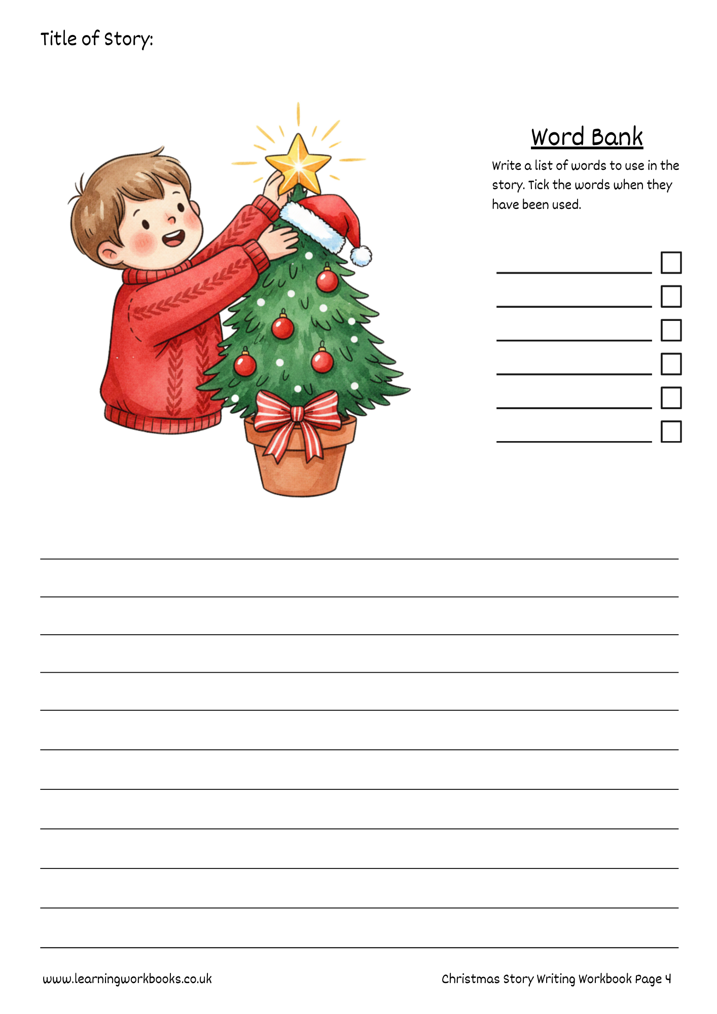 Christmas Story Writing Workbook 4 (downloadable digital product)