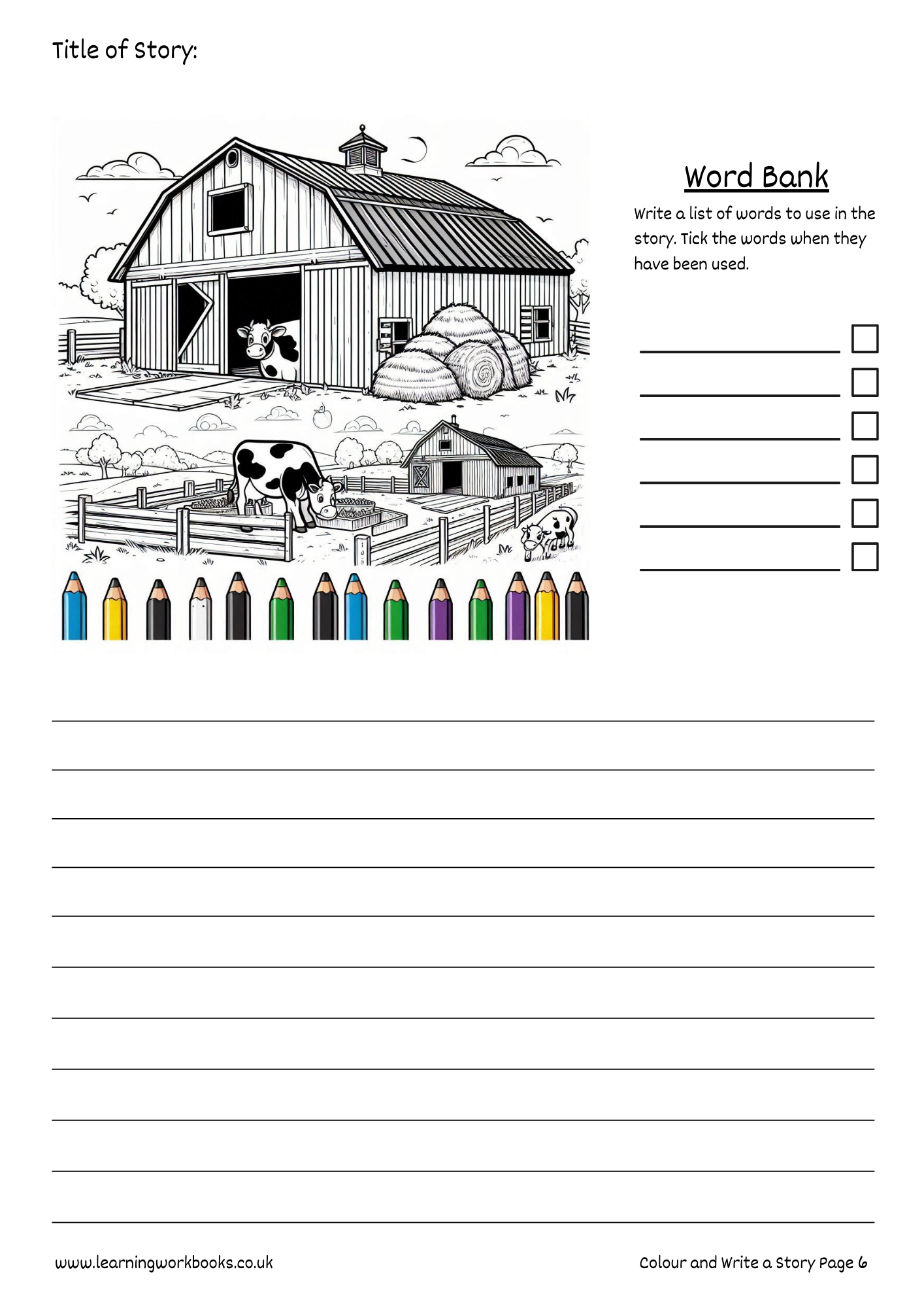 The Farm: Colour and Write a Story Workbook 2 (downloadable digital product)