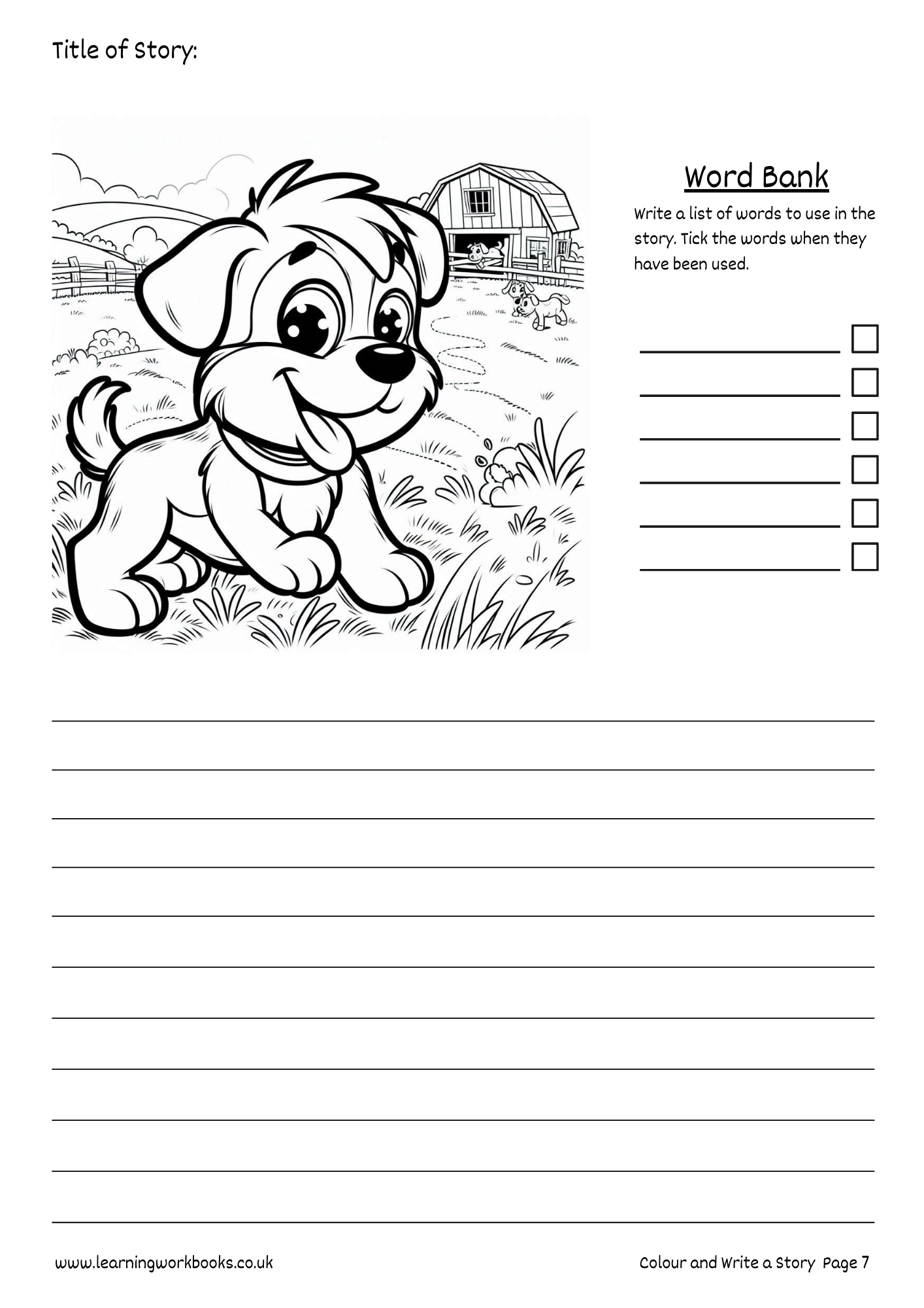 The Farm: Colour and Write a Story Workbook 1 (downloadable digital product)