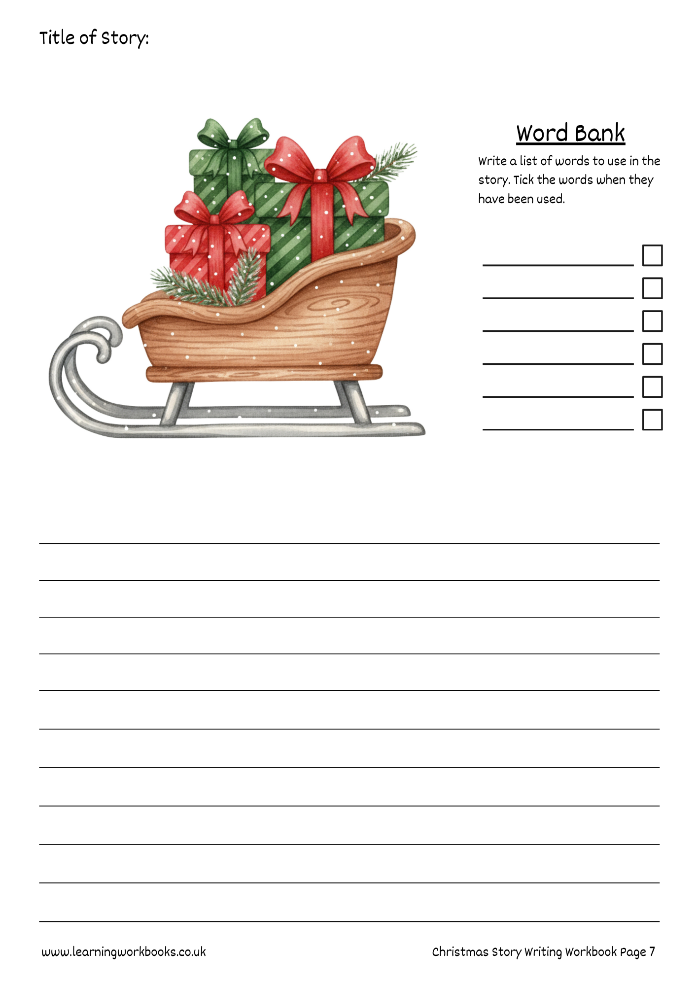 Christmas Story Writing Workbook 5 (downloadable digital product)