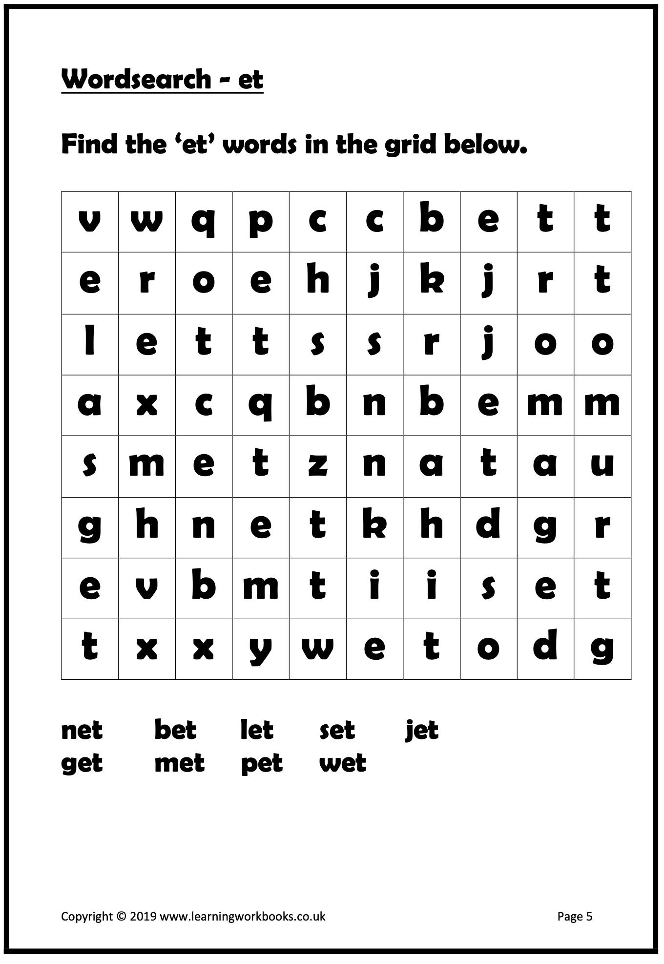 Phonics Workbook 2 - Short Vowel e (downloadable digital product)