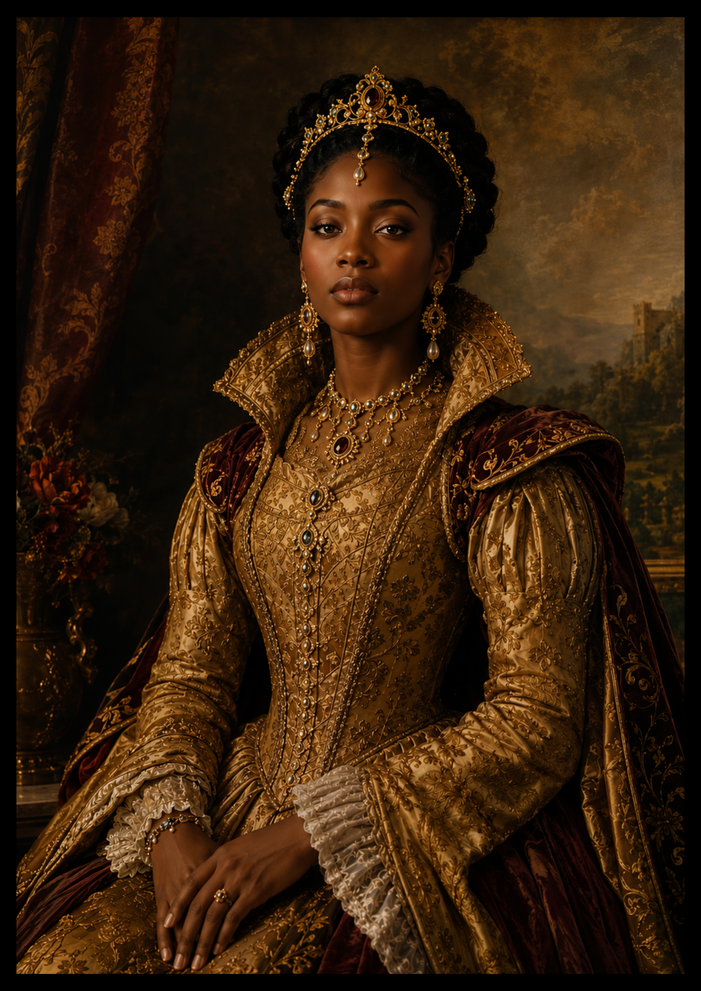 Regal Renaissance Black Woman Portrait / African Renaissance Wall Art 2 / Premium Printable Digital Download