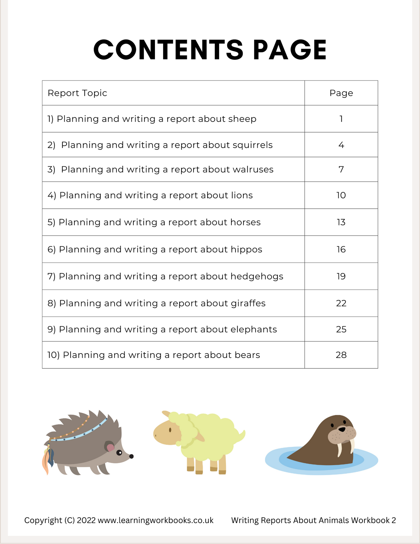 Writing Reports About Animals Workbook 2