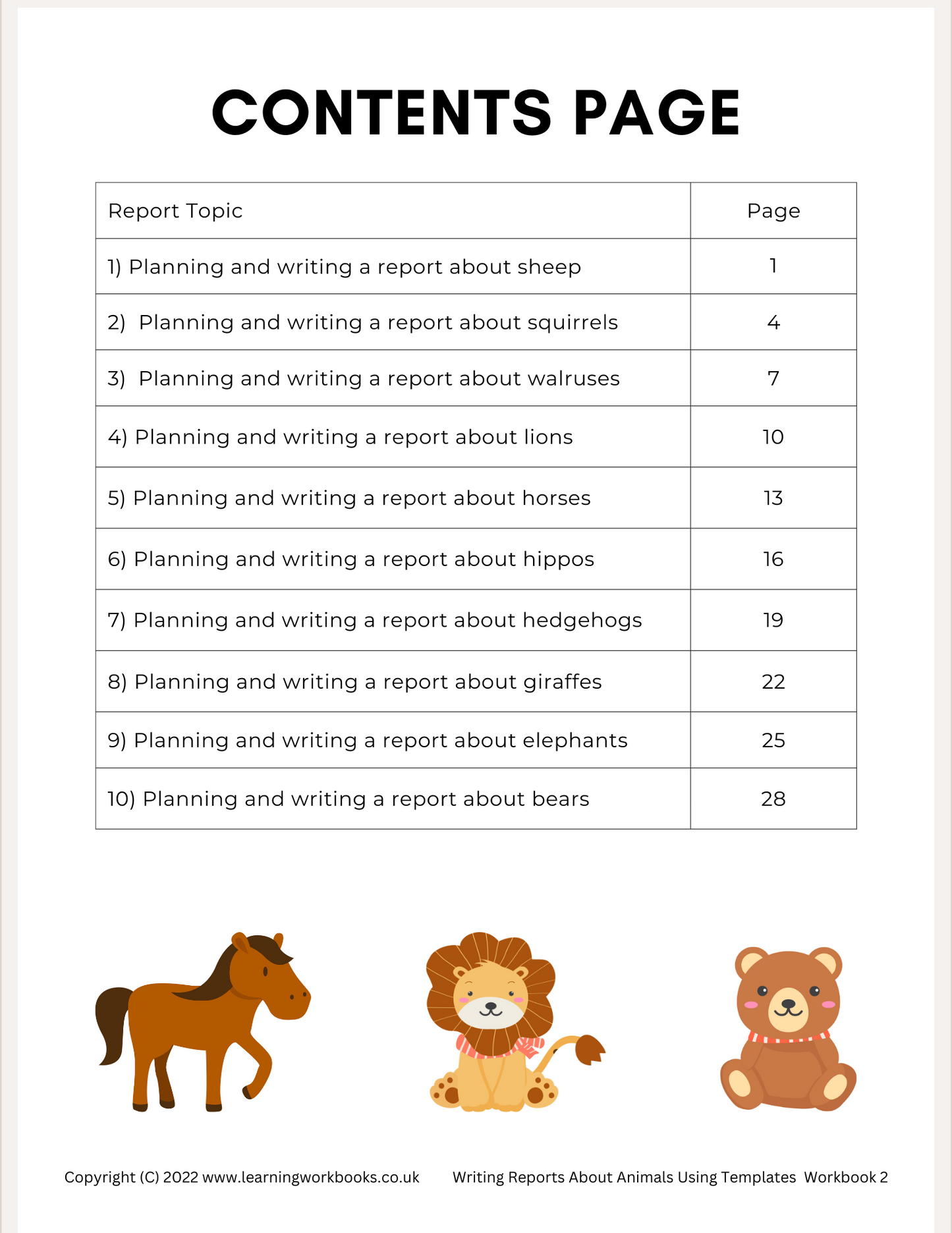 Writing Reports About Animals Using Templates Workbook 2