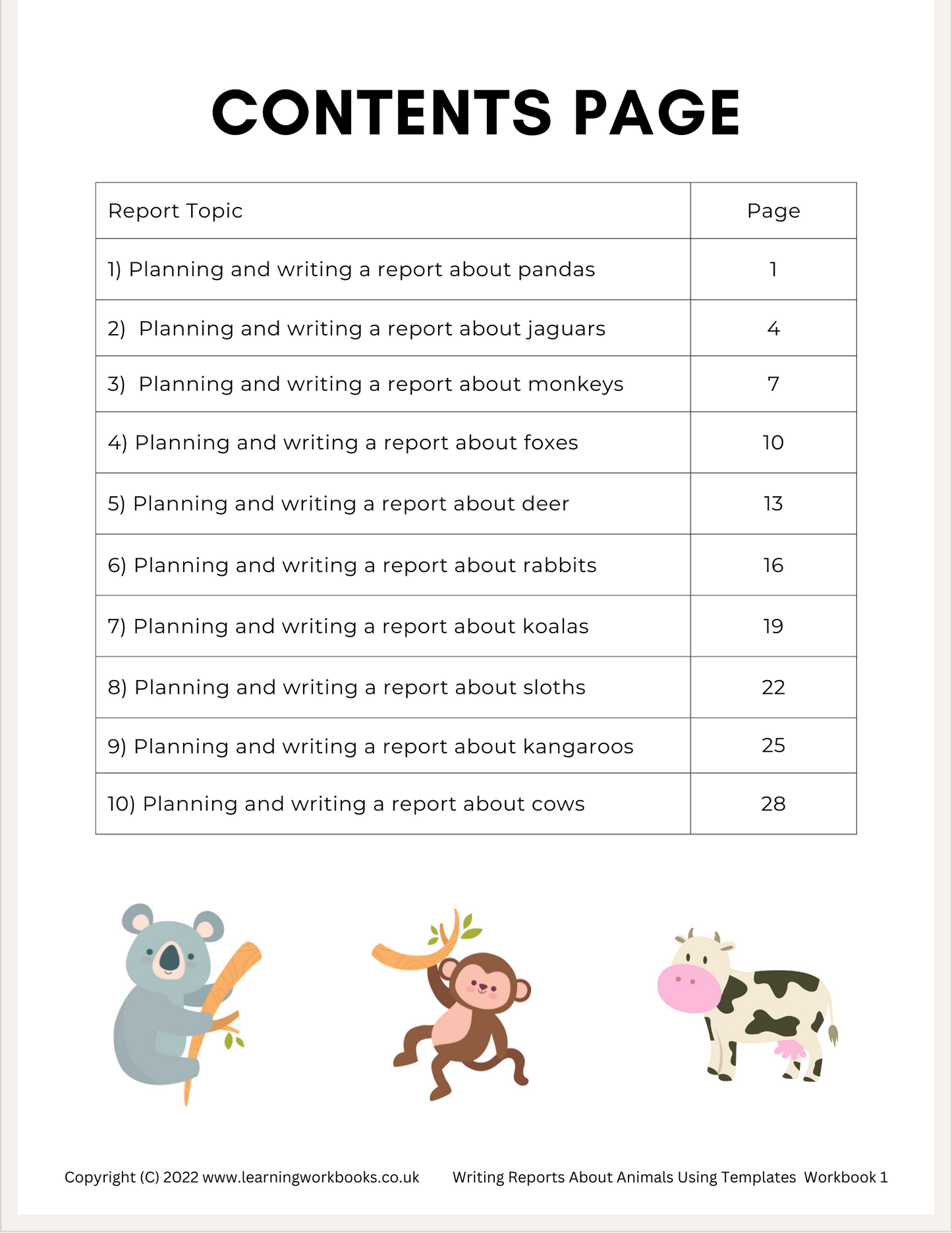 Writing Reports About Animals Using Templates Workbook 1