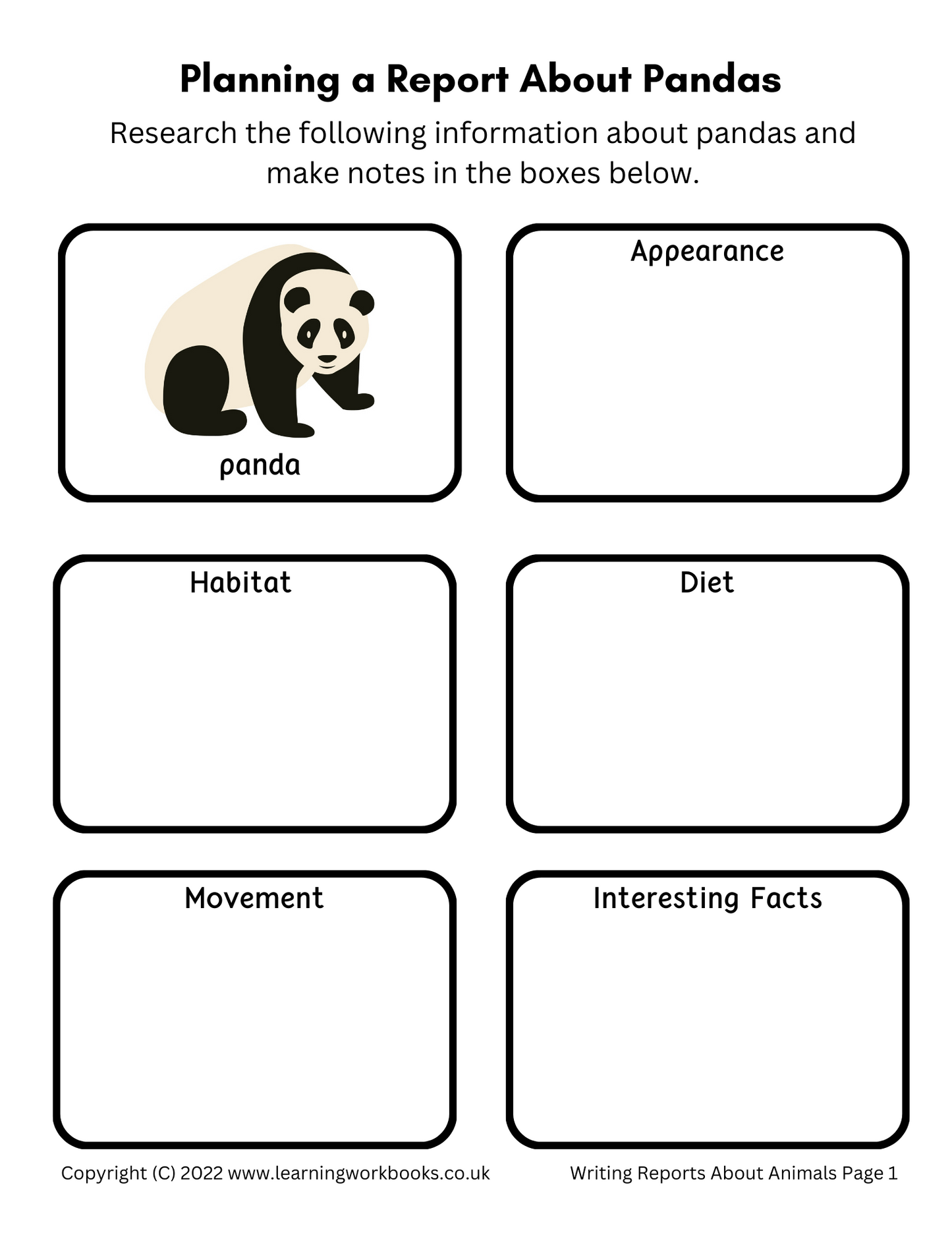 Writing Reports About Animals Workbook 1