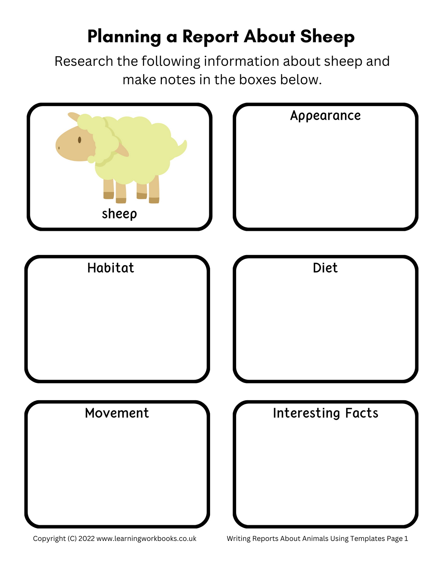 Writing Reports About Animals Using Templates Workbook 2