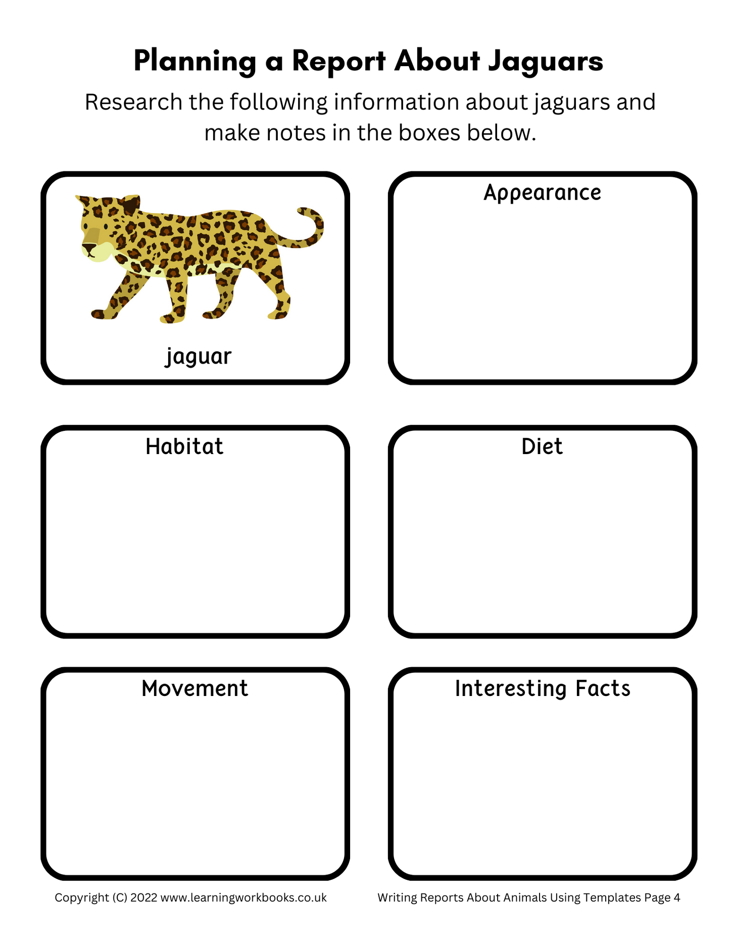 Writing Reports About Animals Using Templates Workbook 1