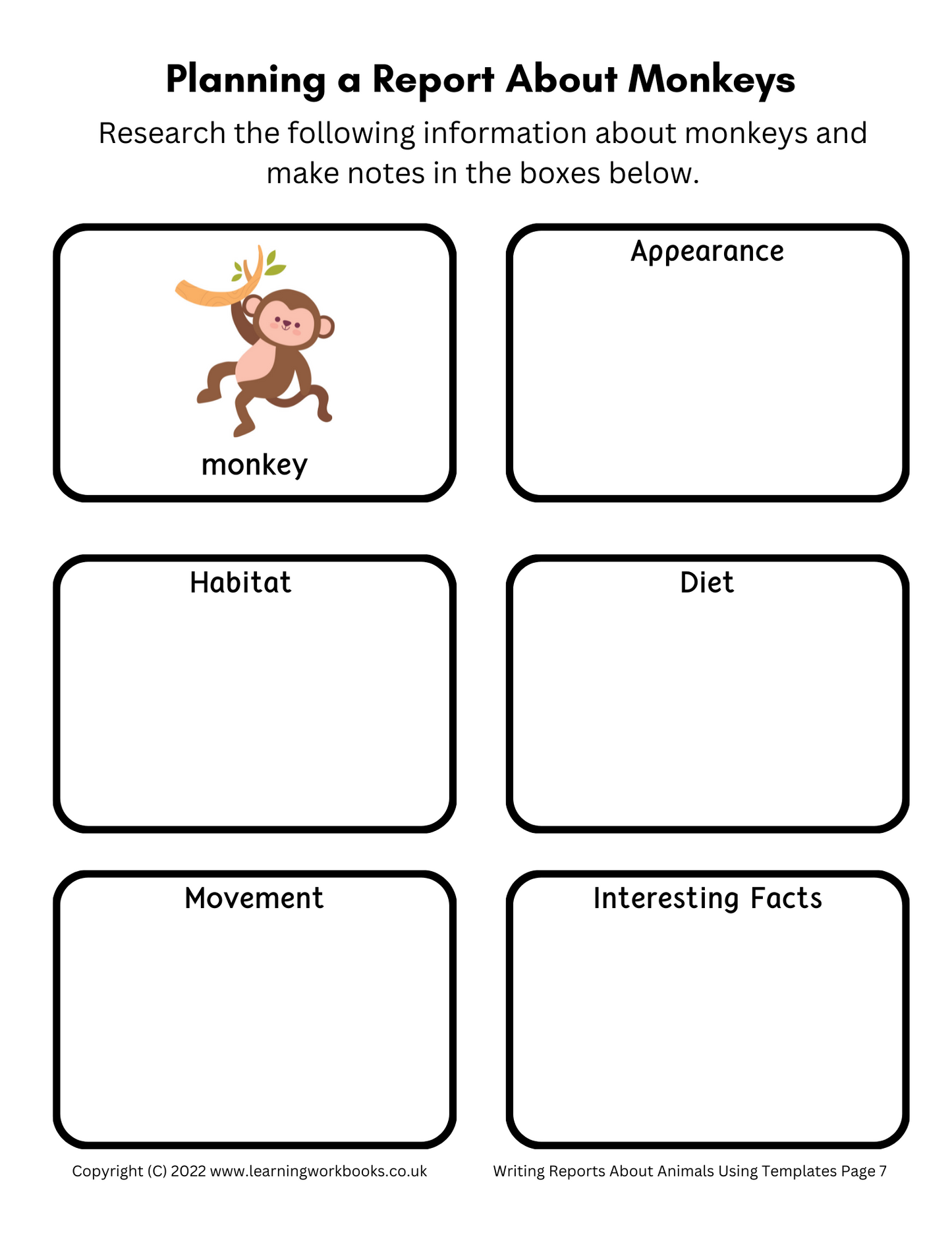 Writing Reports About Animals Using Templates Workbook 1