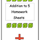 Addition to 5 Homework Sheets (downloadable digital product)