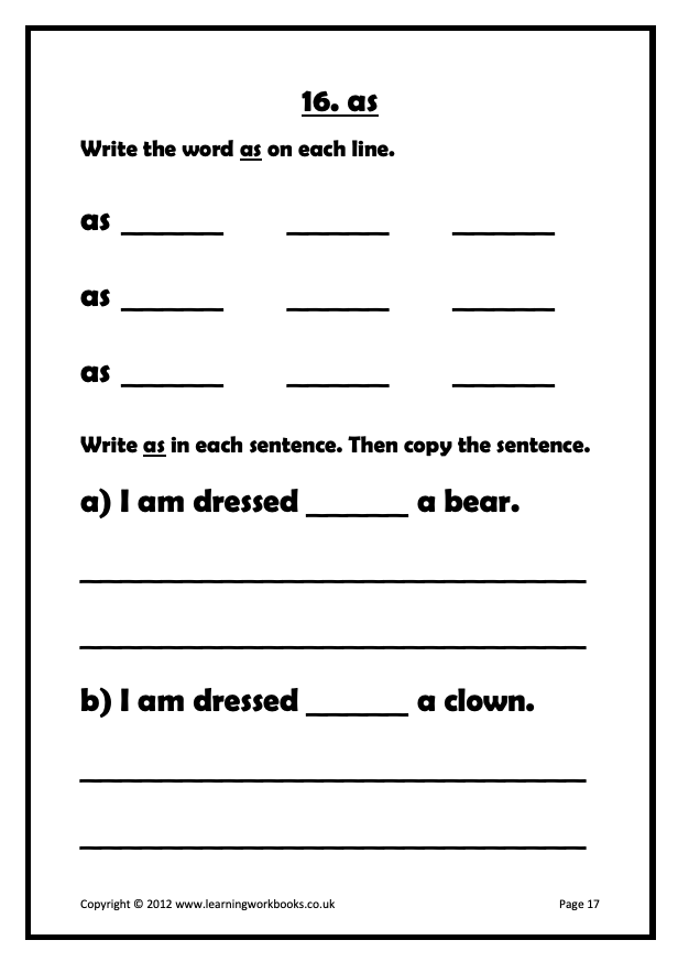 Common Words Workbook 1