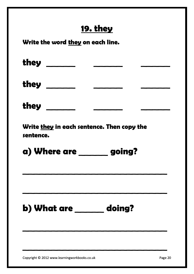 Common Words Workbook 1