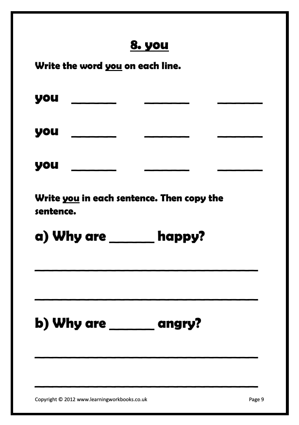 Common Words Workbook 1