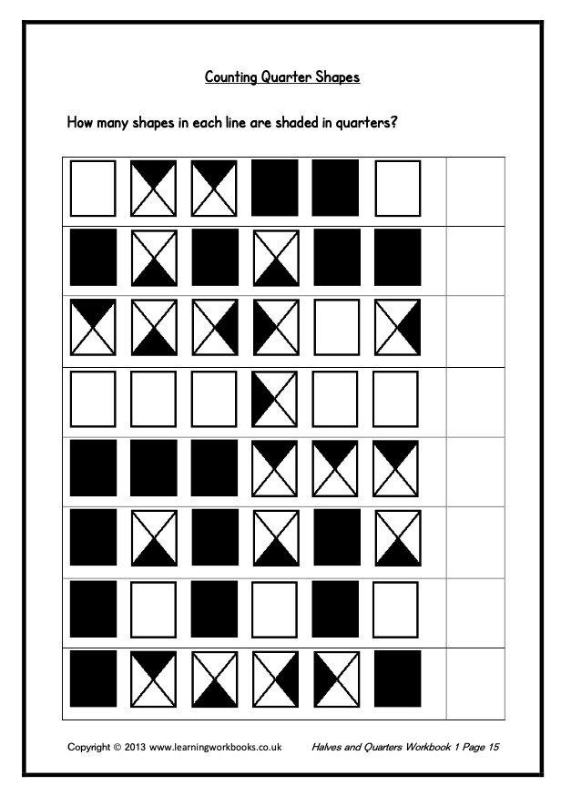 Fractions: Halves and Quarters Workbook 1