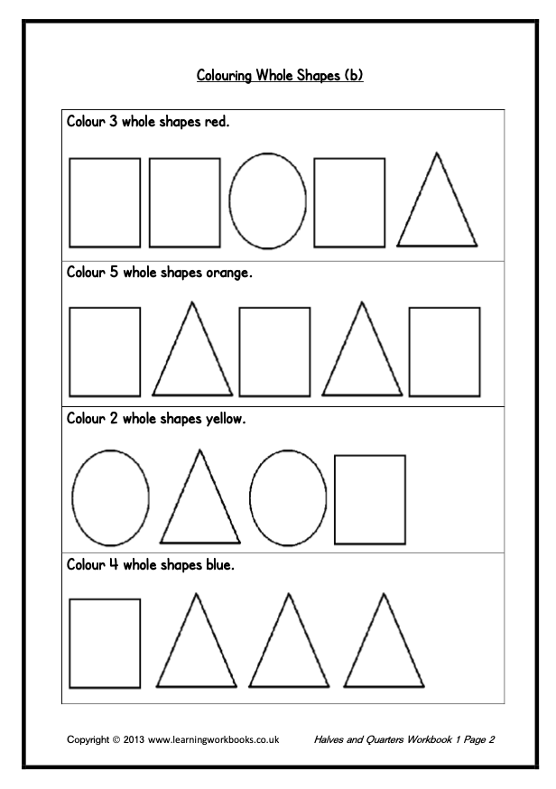 Fractions: Halves and Quarters Workbook 1