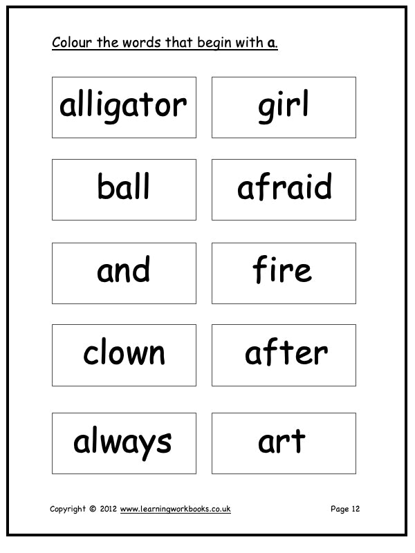 Alphabet Workbook Letter A