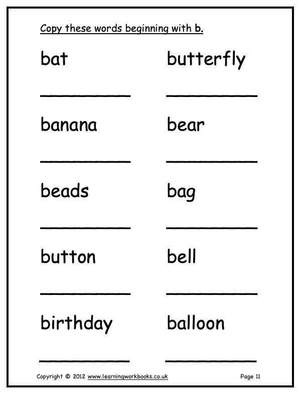 Alphabet Workbook Letter B