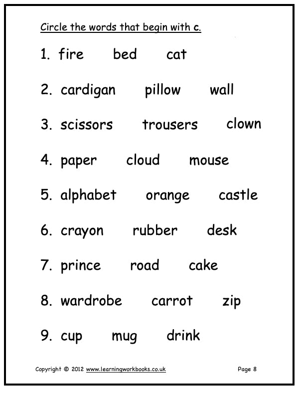 Alphabet Workbook Letter C