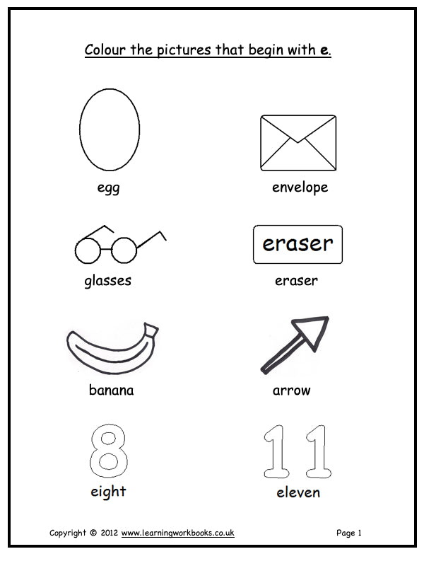 Alphabet Workbook Letter E