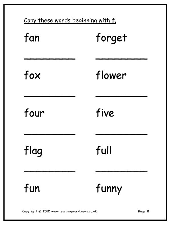 Alphabet Workbook Letter F